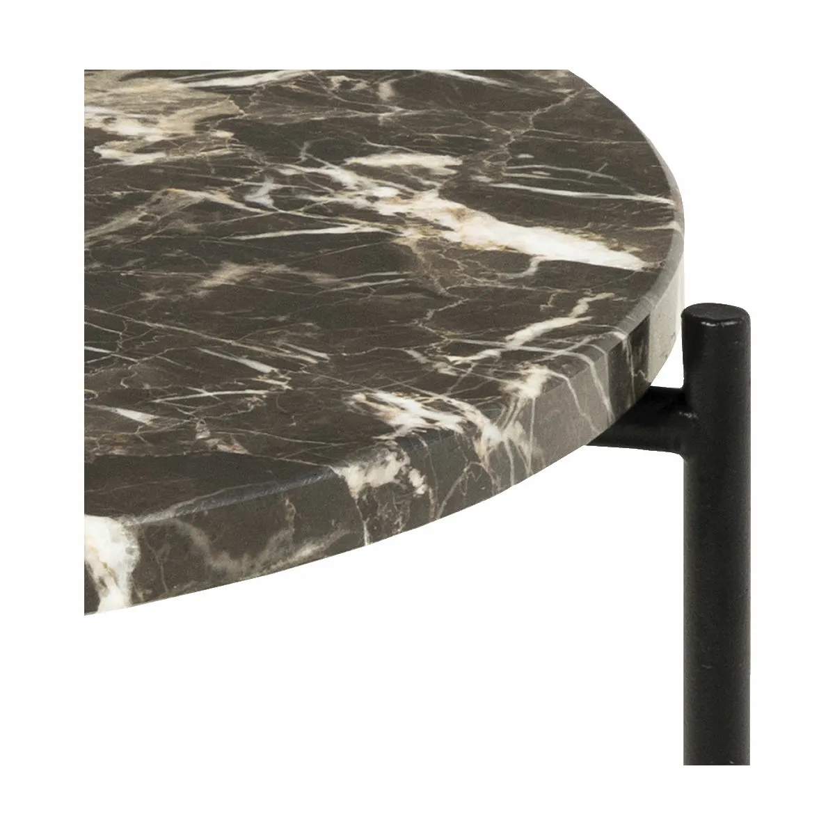 CASA Living Sideborde Avila Hjørnebord i Brun Emperador/mat sort, H45 x Ø42 cm, 3