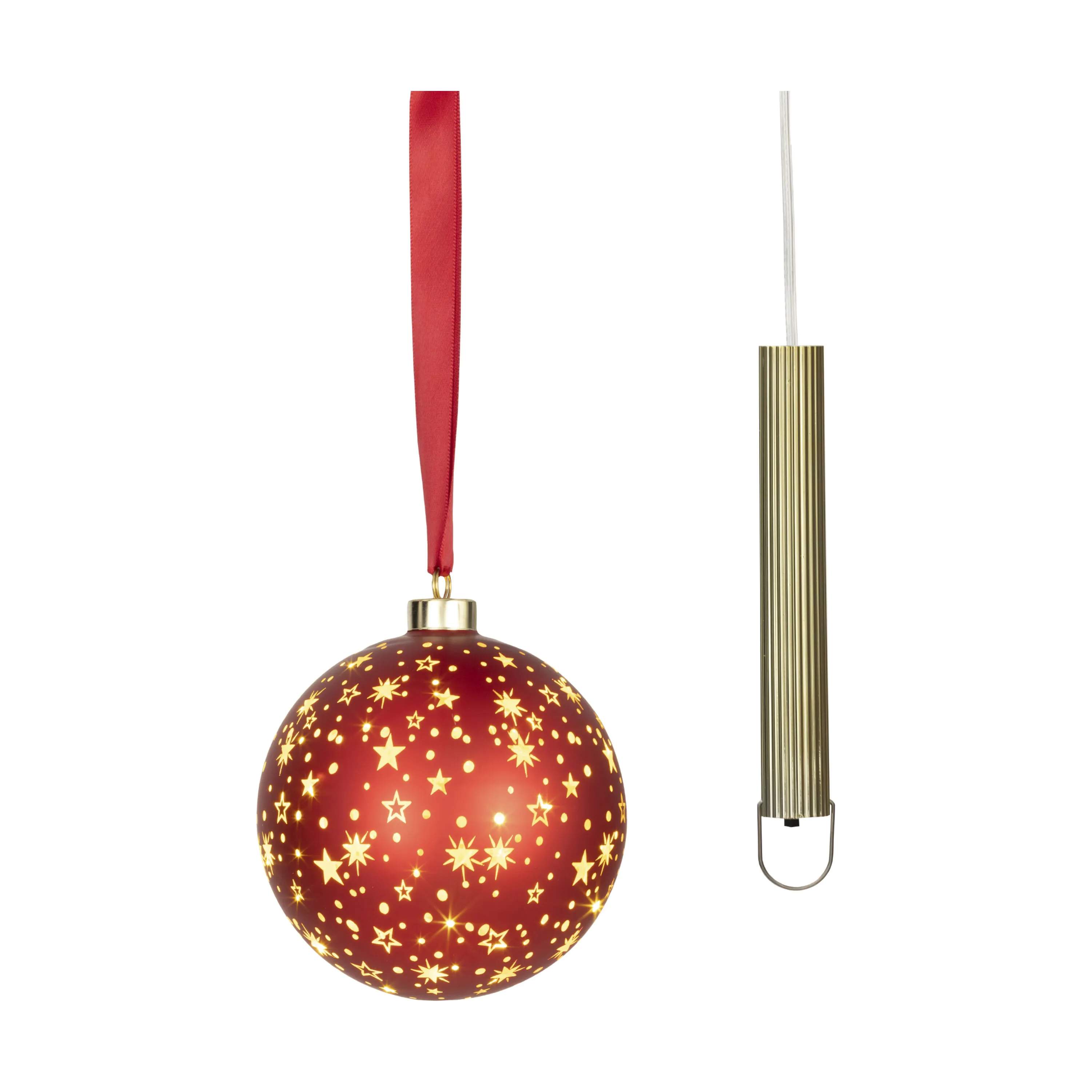 Casa Christmas Juleophæng LED Glaskugle i Rød, 14 cm, 1