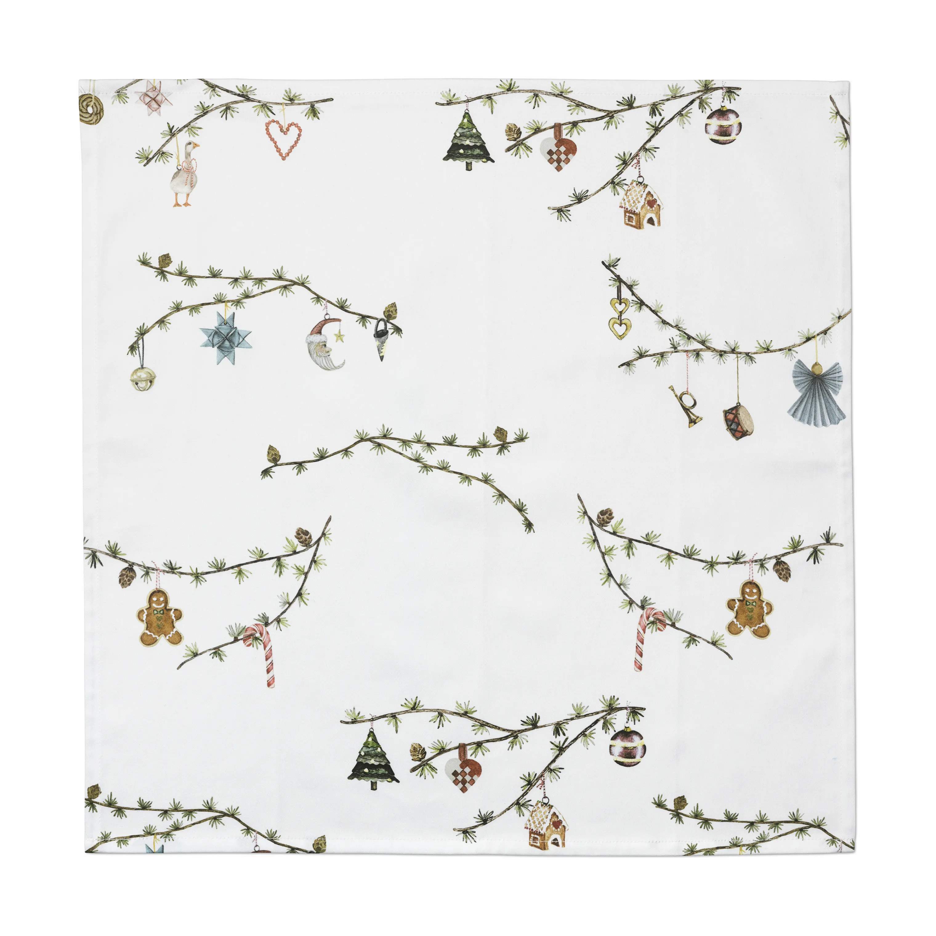Kähler Juleservietter Hammershøi Jul Stofserviet - 4 stk. i Hvid m. dekoration, 2