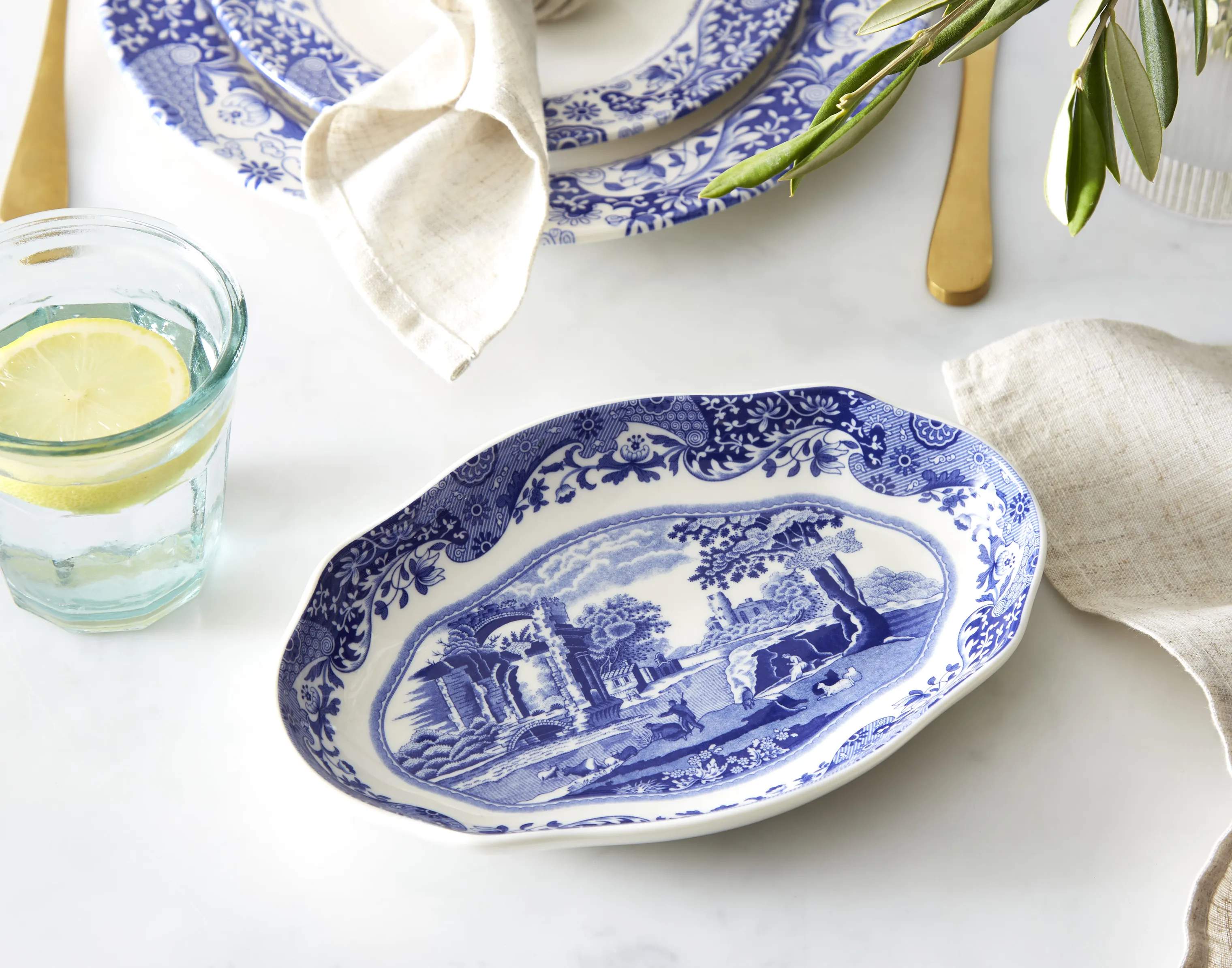 Spode Serveringsfade Blue Italian Blue Italien Serveringsfad i blå/hvid, 2