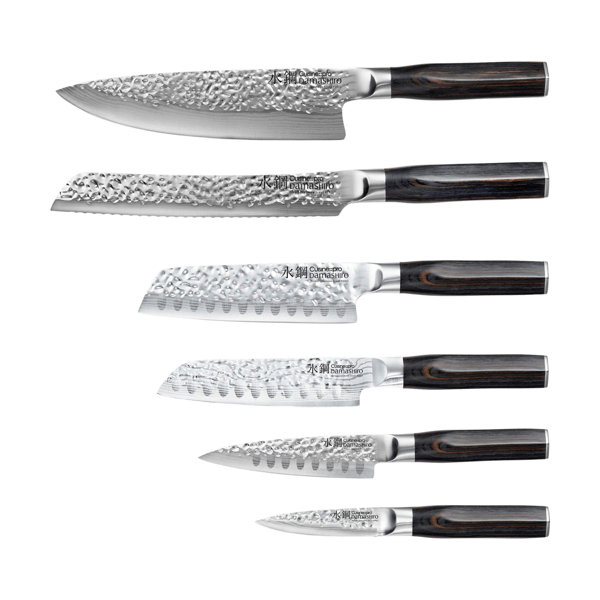 THE CUSTOM CHEF™ Knivblokke med knive Cuisine::pro® Damashiro® EMPEROR Cuisine::pro Damashiro EMPEROR Mokuzai Knivblok - 7 dele i Brun/klar, 4
