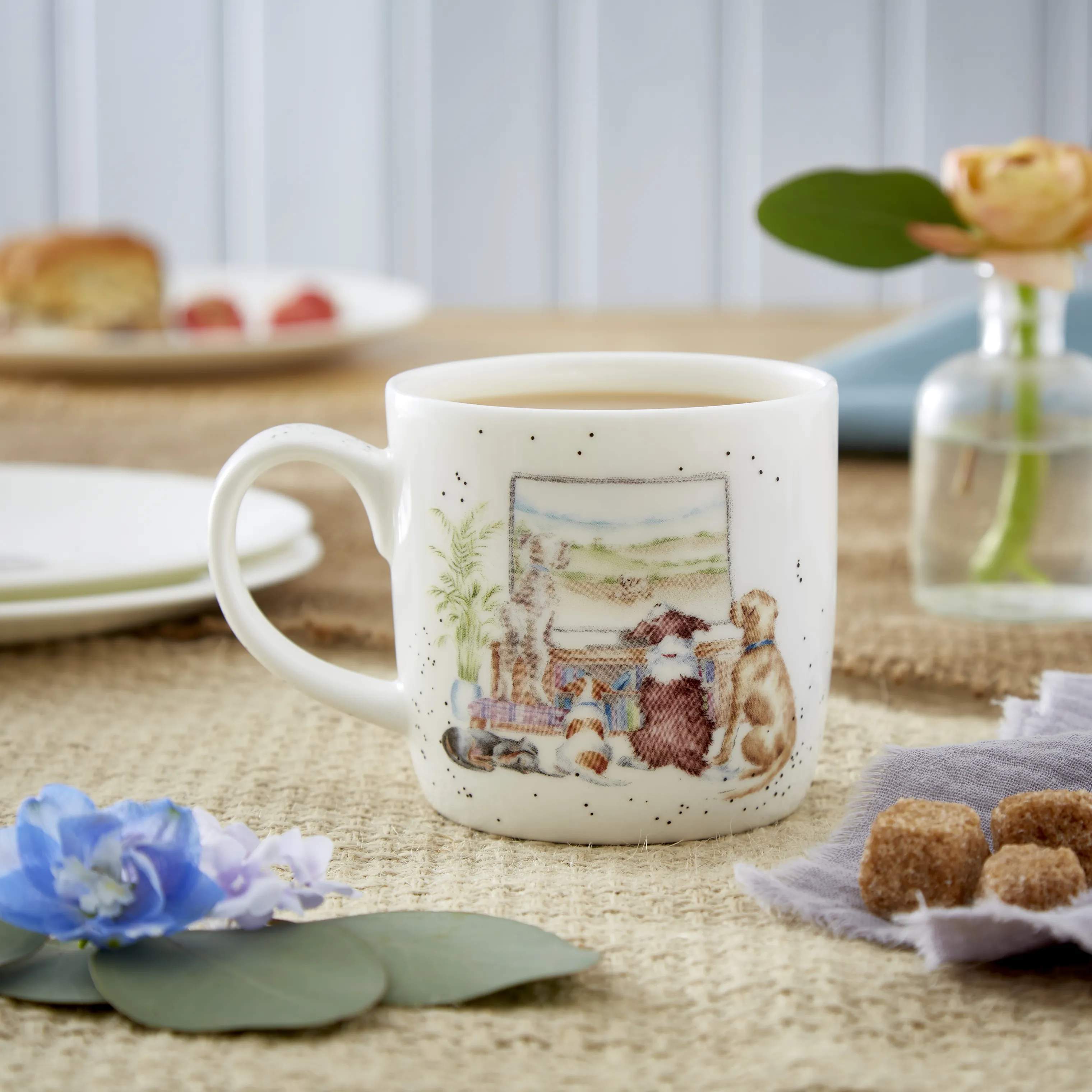 Royal Worcester Krus og kopper med hank Wrendale Krus - Movie night i Hunde, 2
