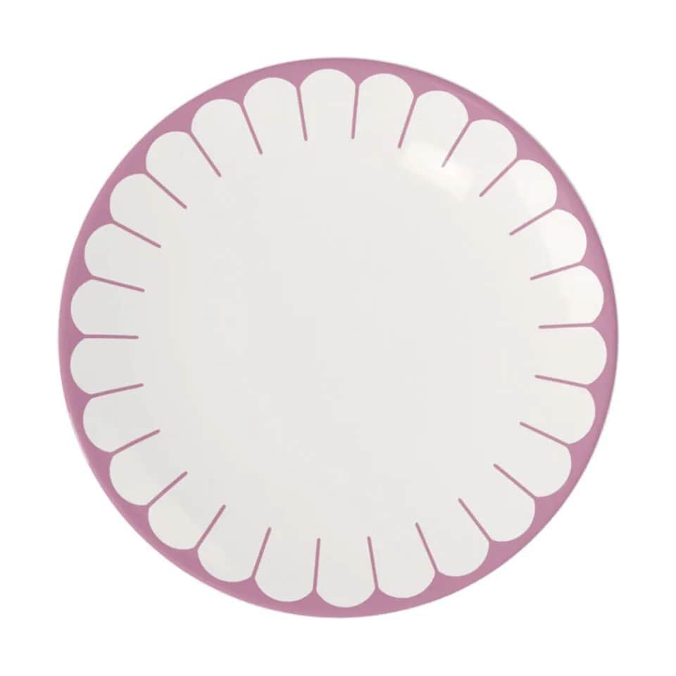 Fleur Cassis Middagstallerken, hvid/pink, large