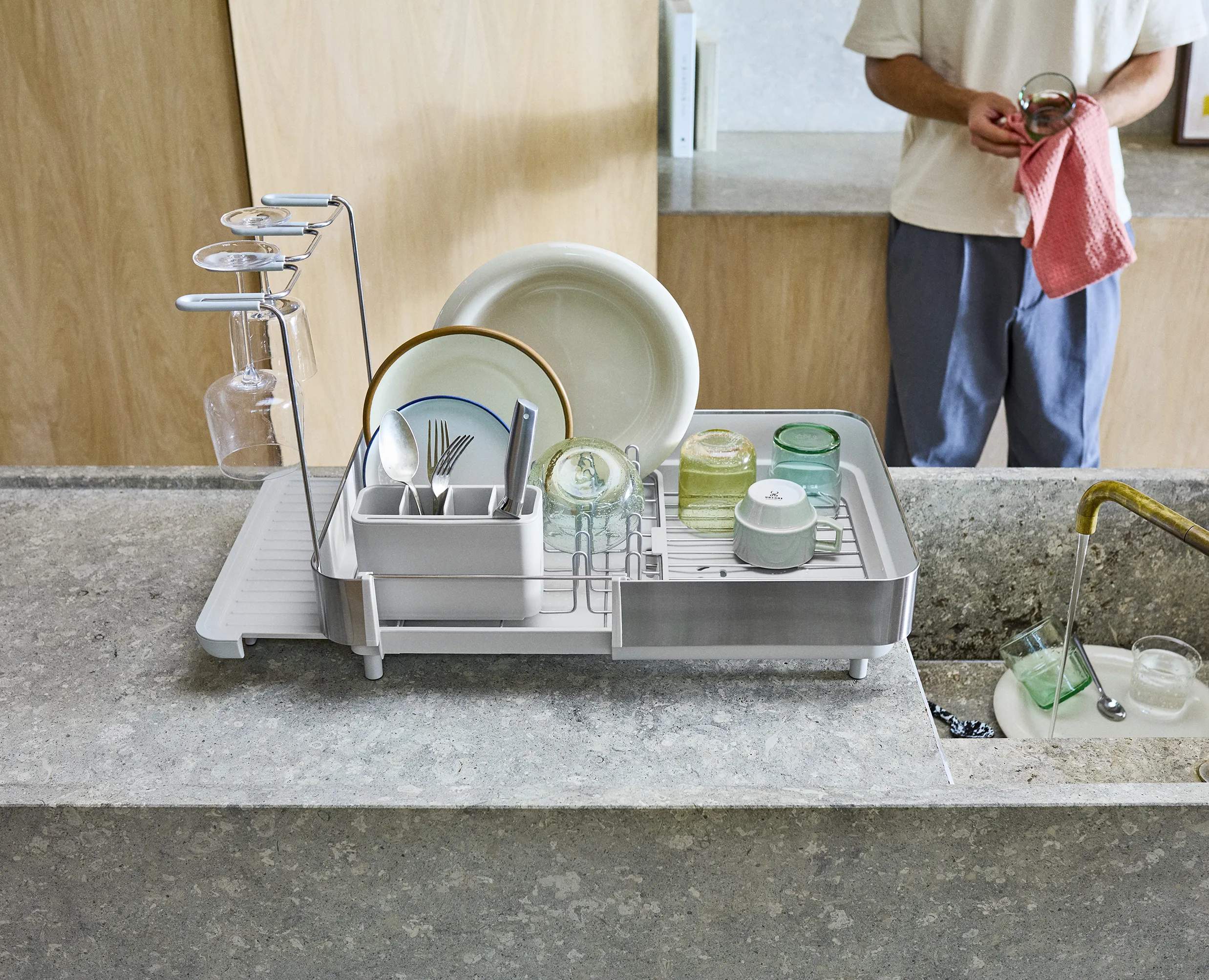 Joseph Joseph Opvaskestativer Extend Steel Plus Extend Steel+ Opvaskestativ i Light Stone, 8