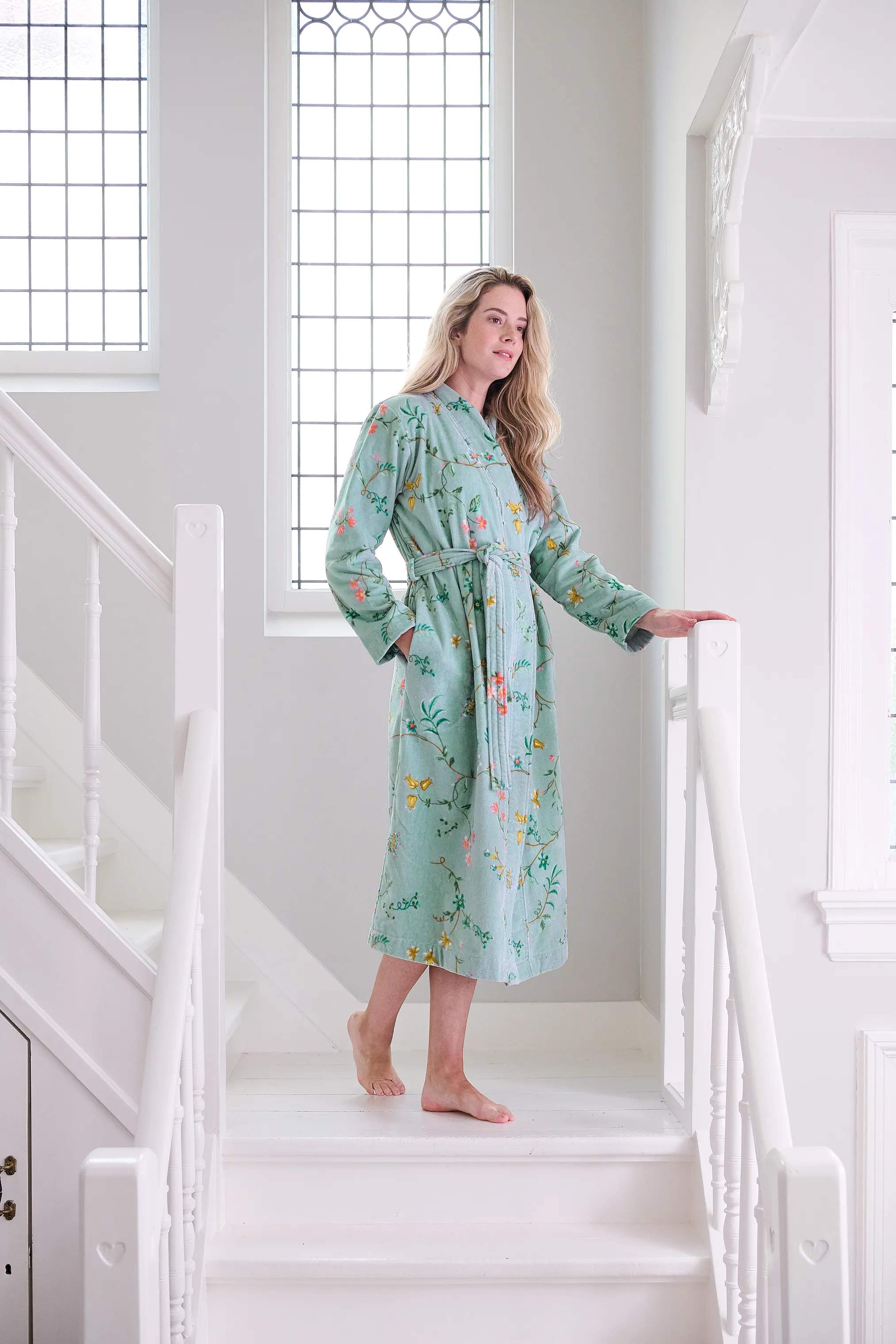 PIP Studio Morgenkåber Les Fleurs Badekåbe i Blue , M, 2