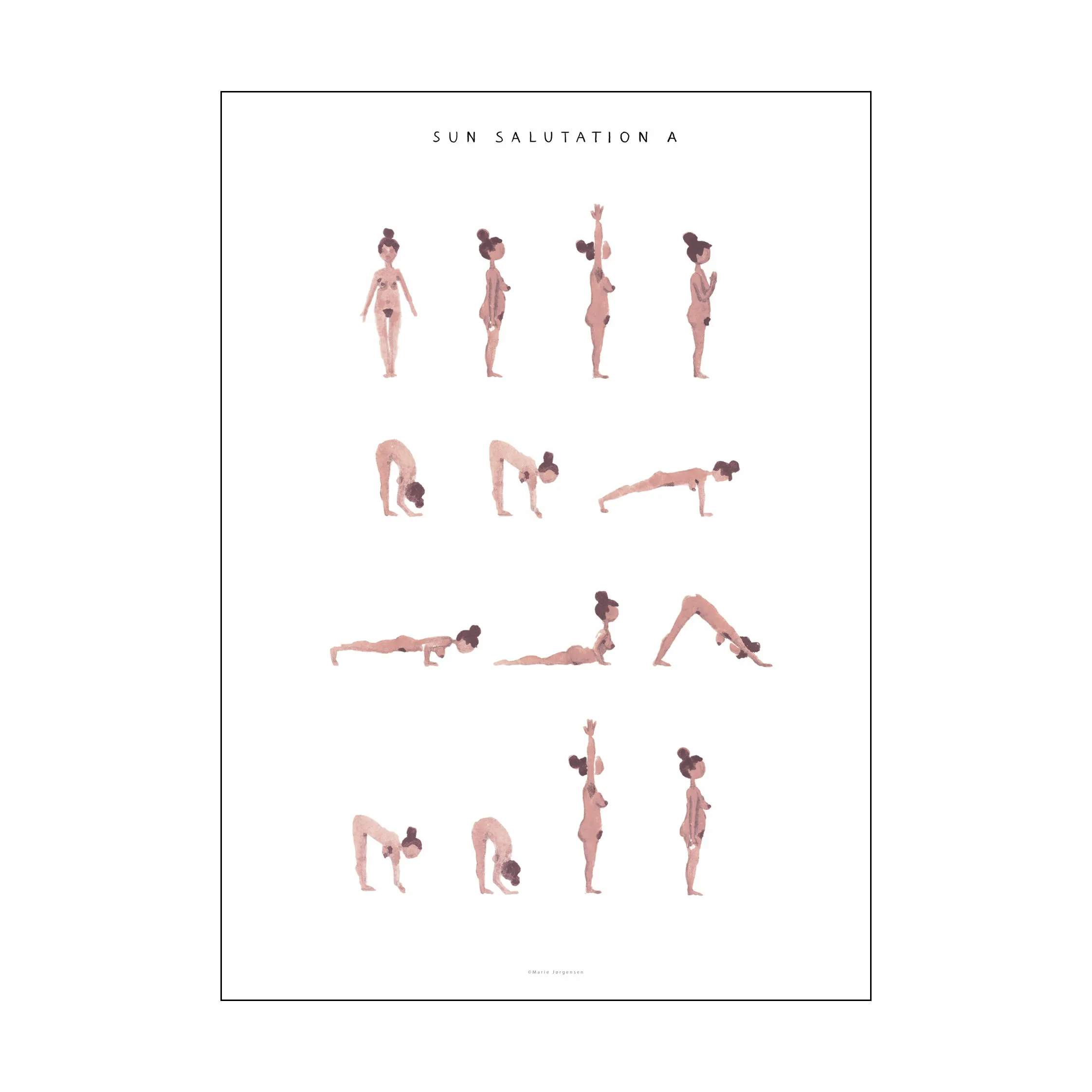 plakat - Sun salutation a woman, pink, large