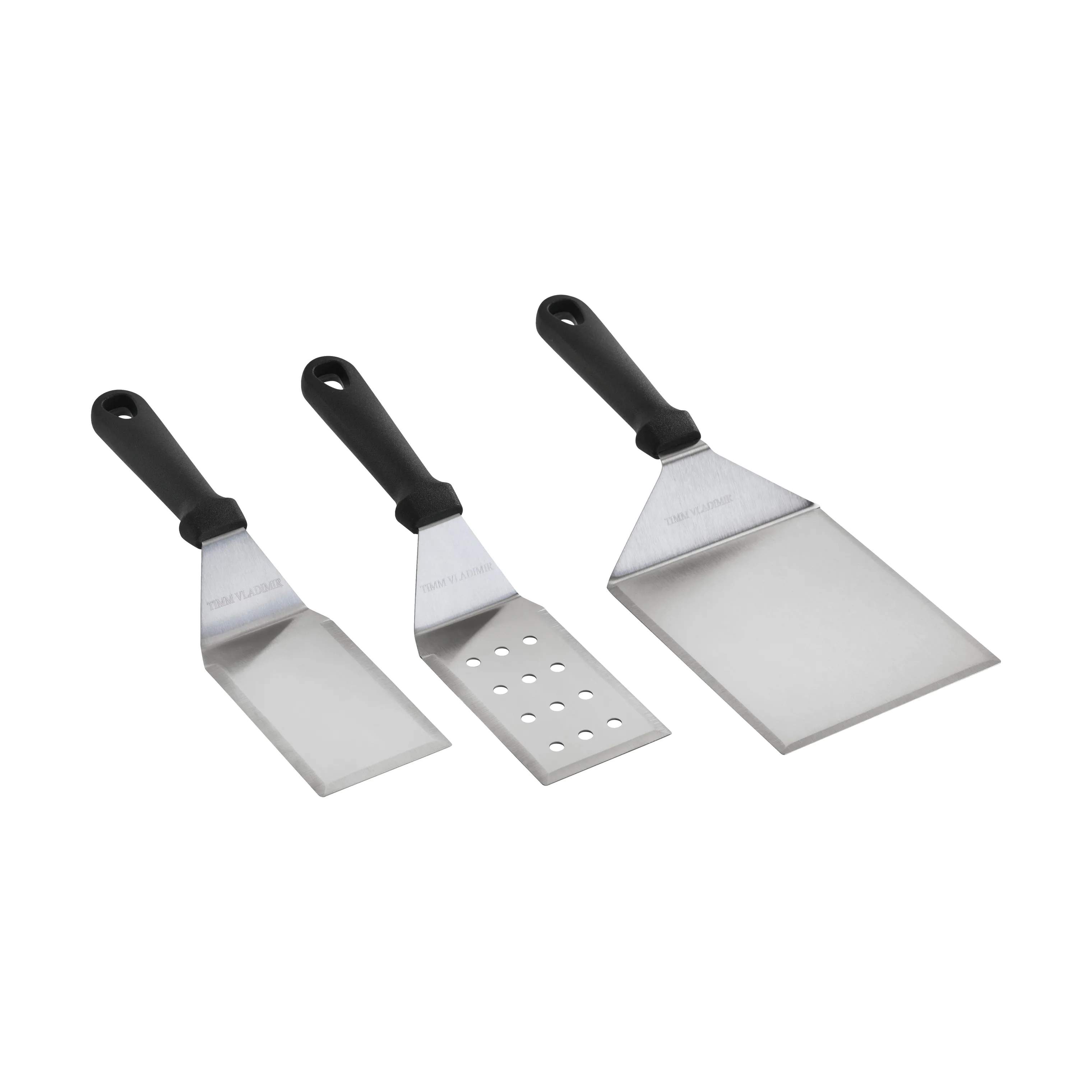 Timm Vladimir Kitchen Grillredskaber Redskabsæt til plancha - 3 dele i sort/stål, 1