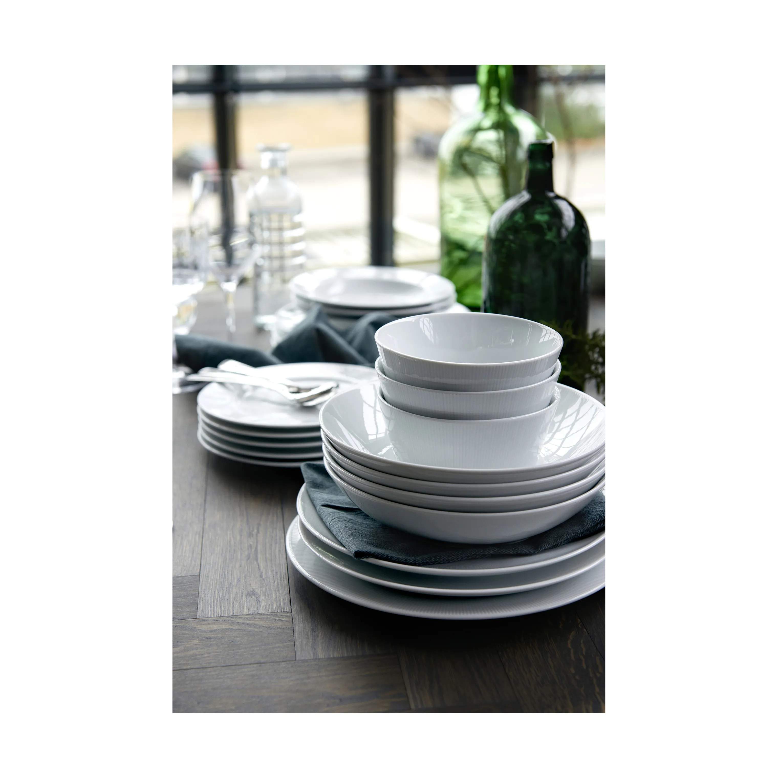 Pillivuyt Middagstallerkener Eventail Tallerken i Hvid, 28 cm, 3