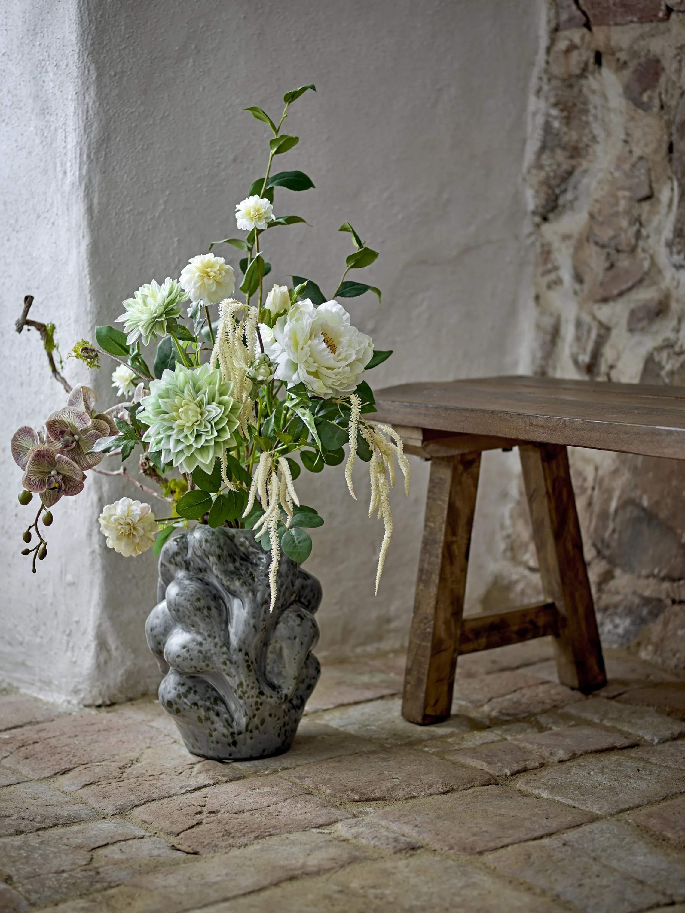 Bloomingville Kunstige blomster Kunstig Buket - Rise i Hvid/grøn, 2