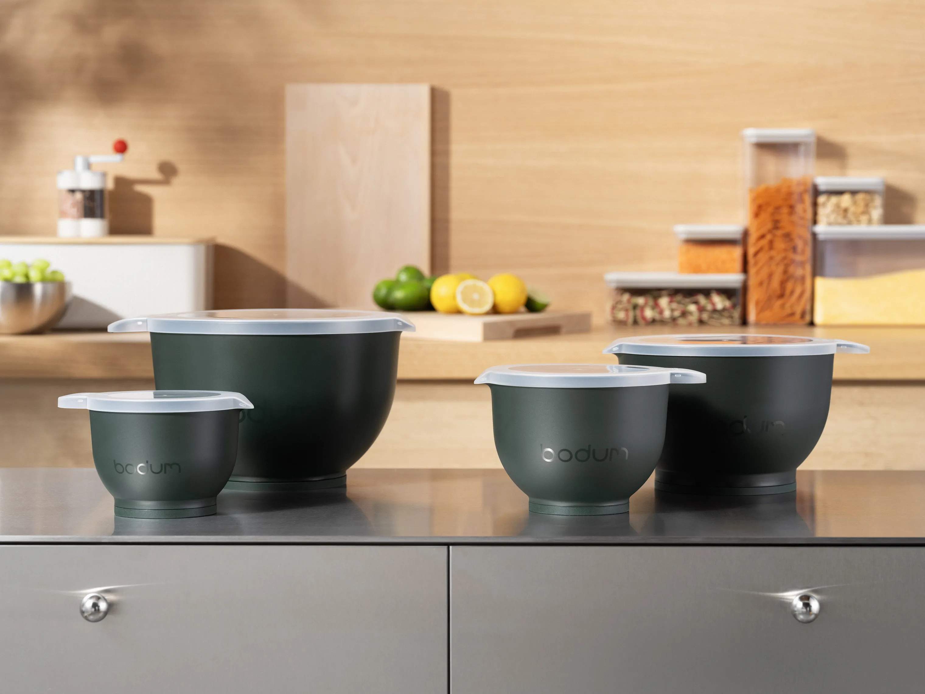 Bodum Røreskåle Bistro Røreskålsæt m. låg - 4 dele i Dark Green, 2