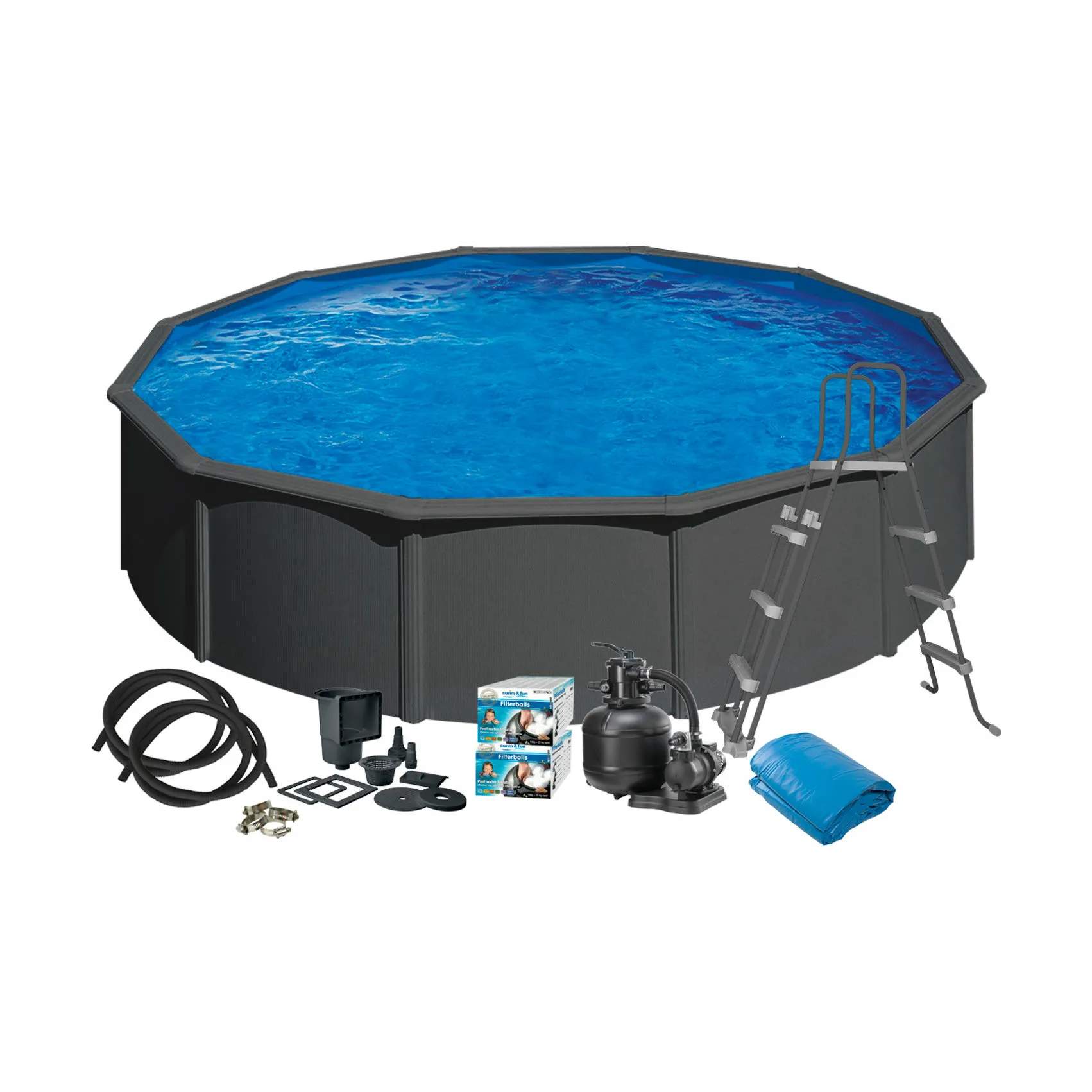 Basic Poolpakke - 8 dele, grå, large