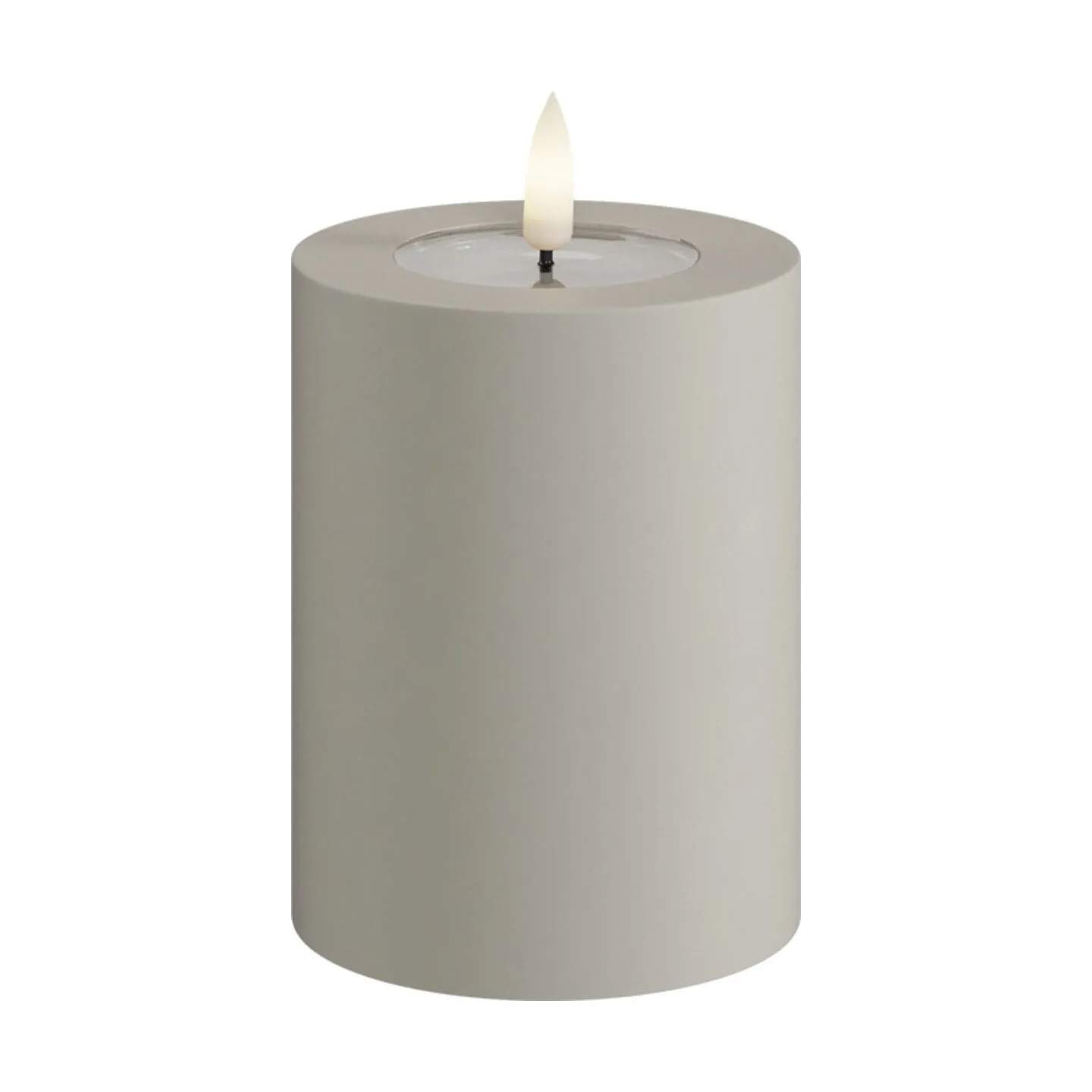 Deluxe Homeart LED-lys Real Flame LED Udendørs Bloklys i Sand, H10 x Ø7,5 cm, 1