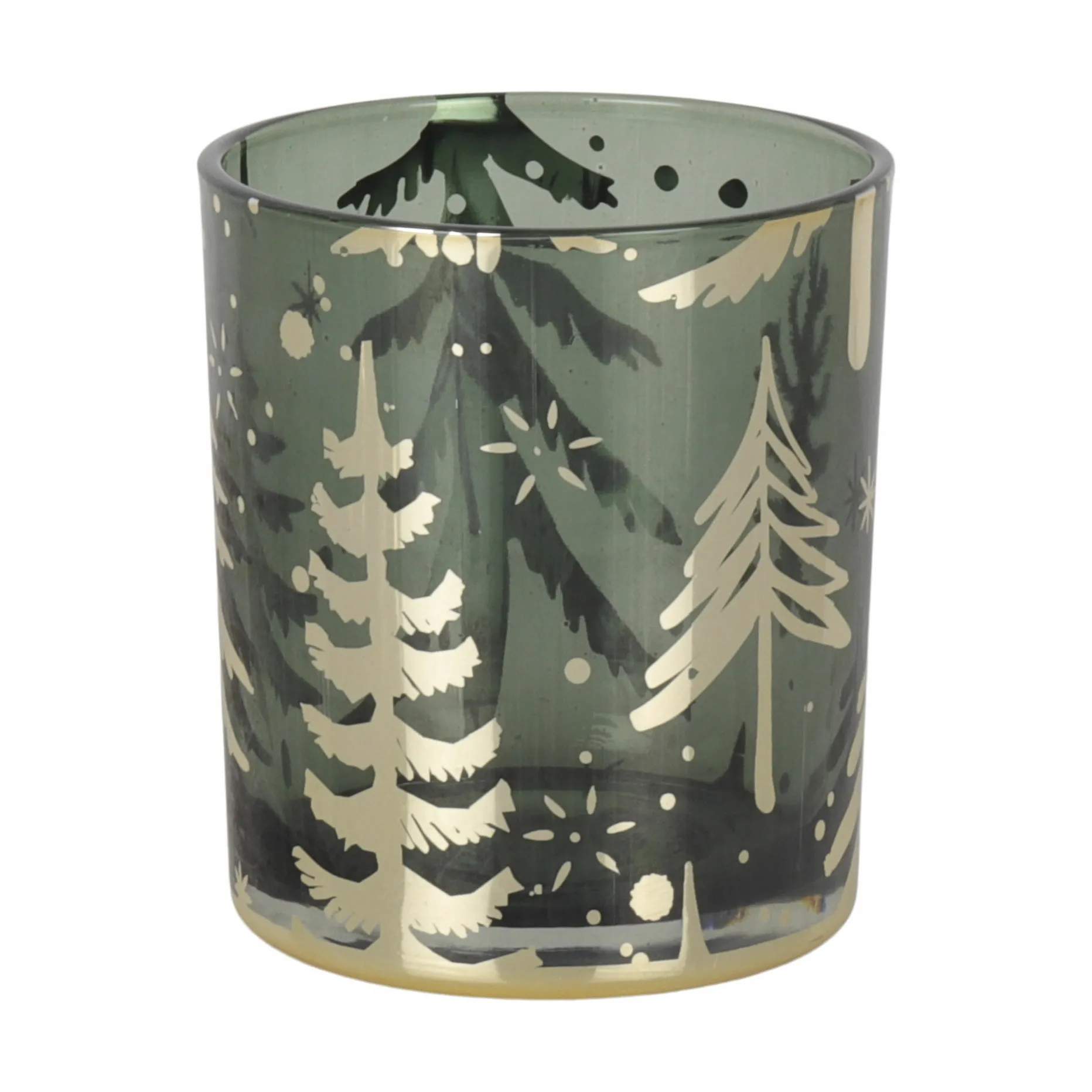 Casa Christmas Jule- og adventsstager Fyrfadsstage i Mørkegrøn/guld, H10 x Ø8,8 cm, 1