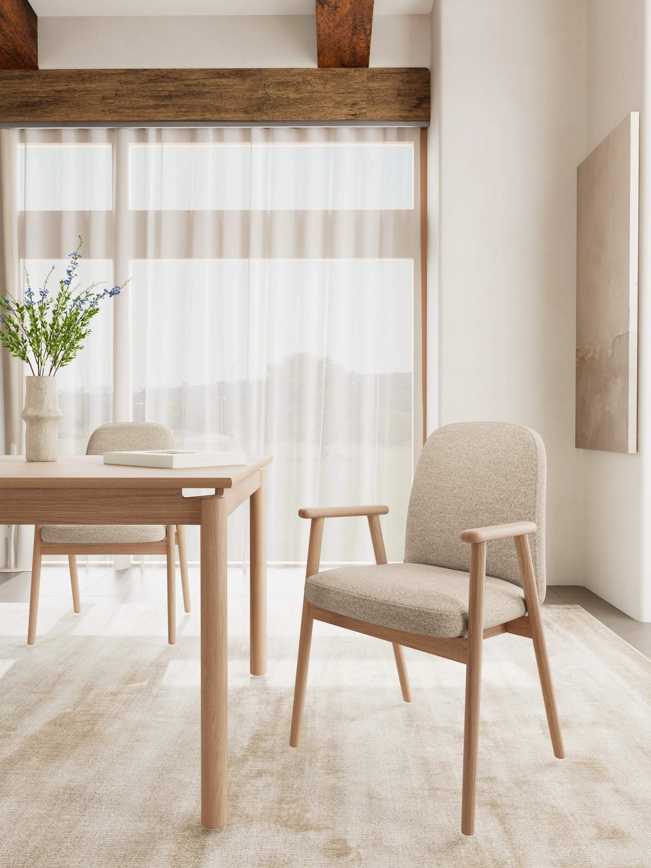 CASA Living Spisebordsstole Calvin Spisebordsstol - 2 stk. i Beige, 3