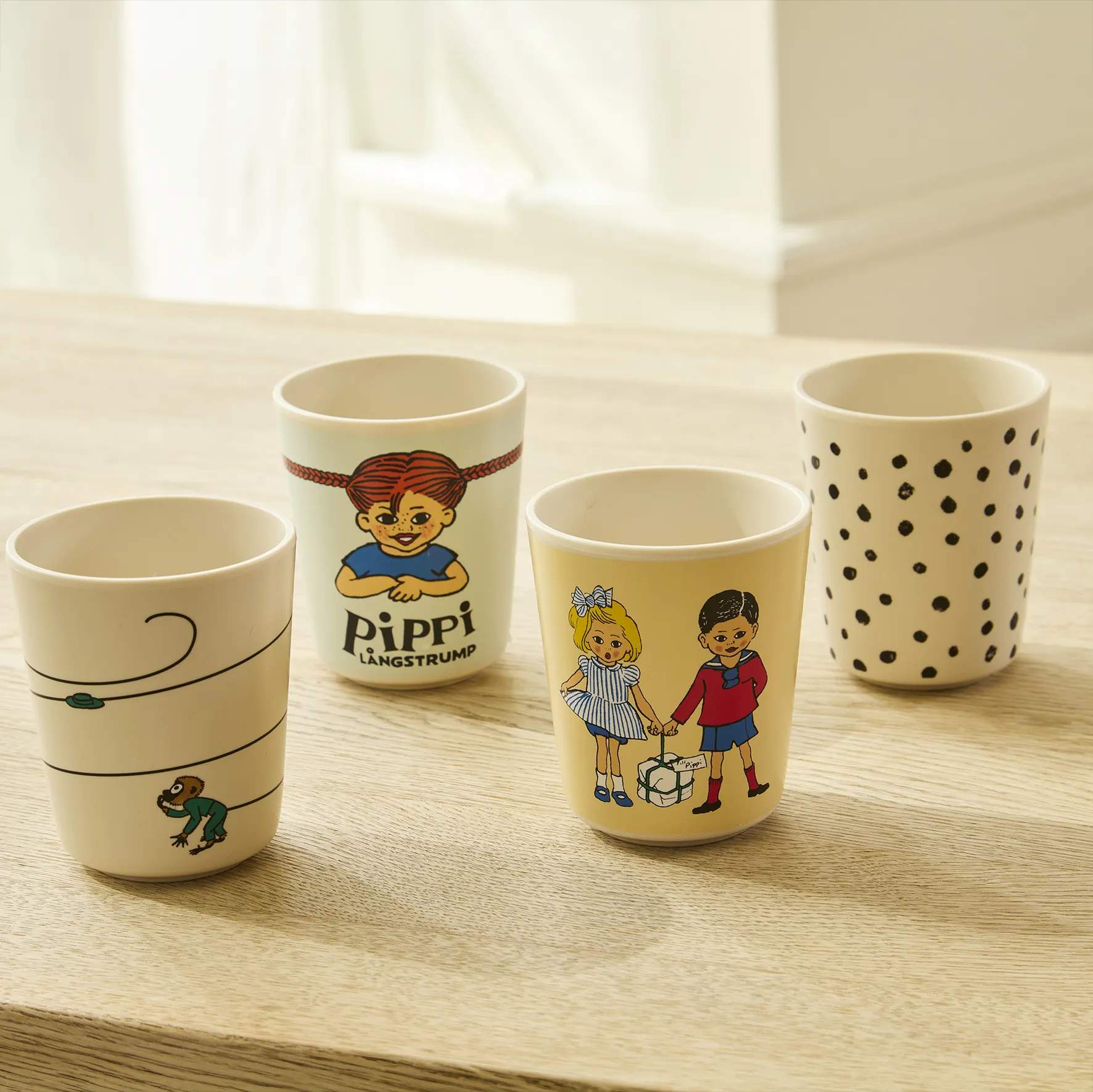 Barbo Toys Børnekopper Pippi Langstrømpe Pippi Langstrømpe Tumblersæt - 4 dele i Multifarvet, 2