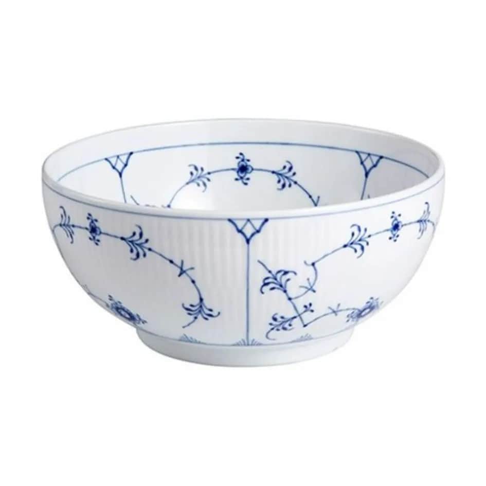 Royal Copenhagen Skåle Musselmalet Riflet Skål i Koboltblå/hvid, 13 cm, 1