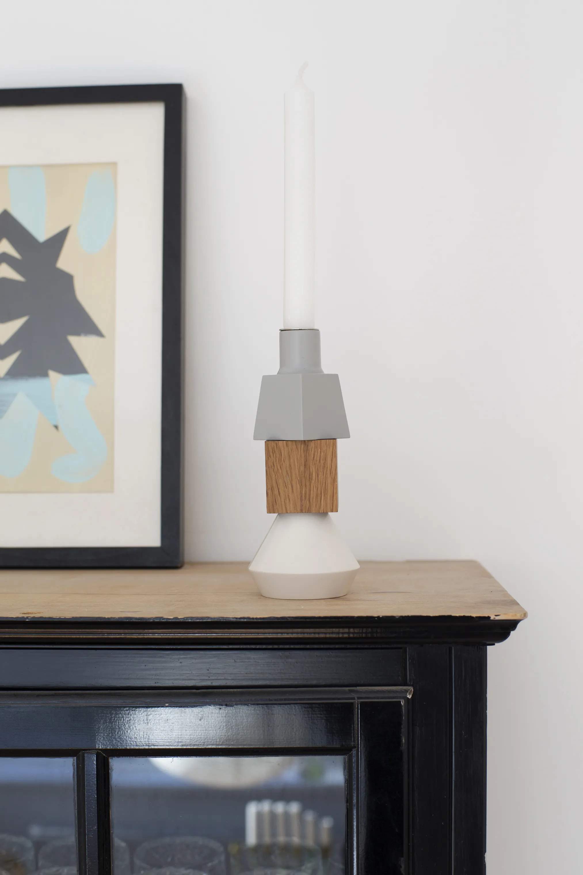 Spring Copenhagen Kronelysestage Wood Lights Lysestage i Stone, 19 cm, 2