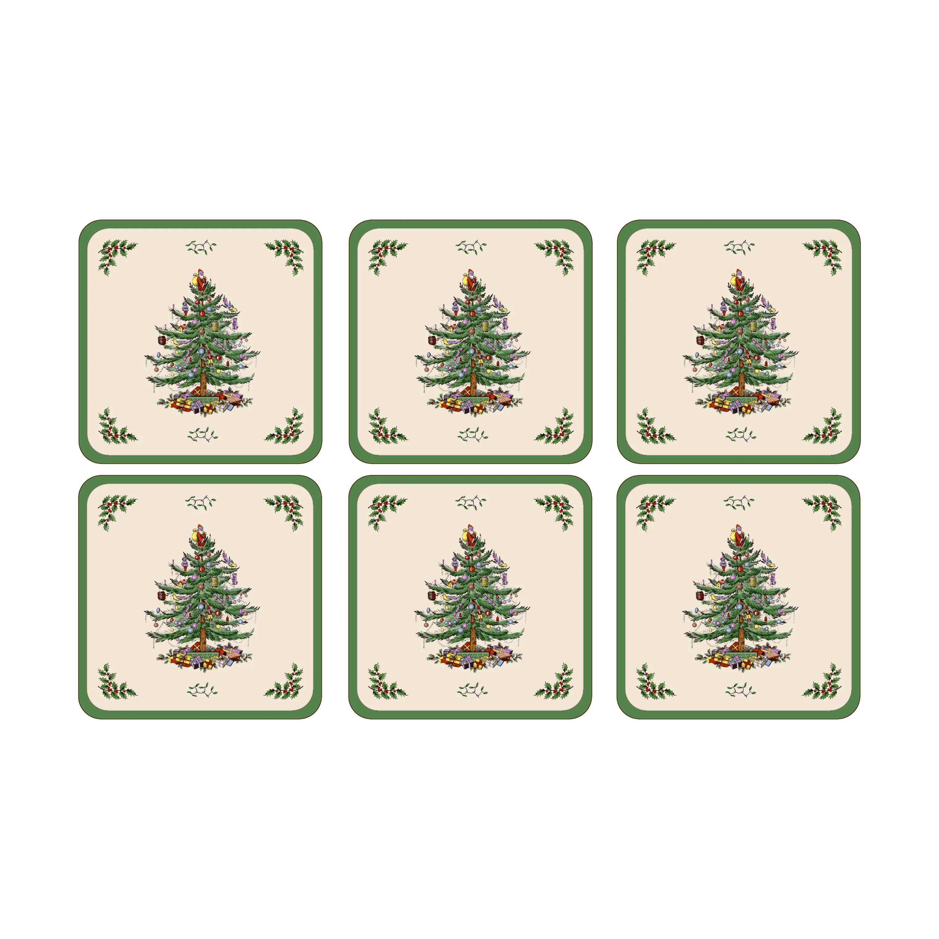 Pimpernel Glasbrikker og coasters Christmas Tree Glasbrikker - 6 stk. i Grøn/hvid/Rød, 2