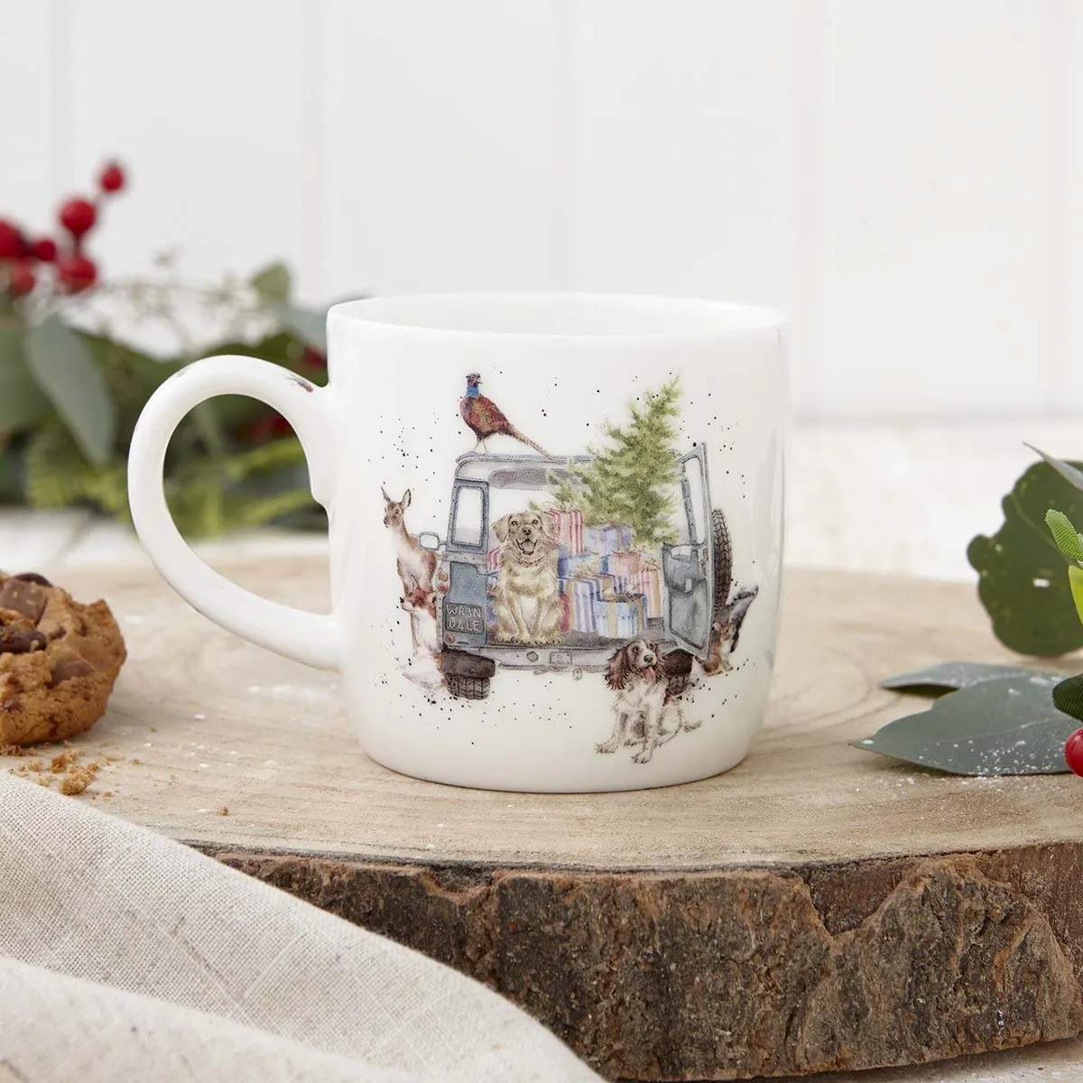 Royal Worcester Krus og kopper med hank Wrendale Krus - Driving home xms i Dyr, 2