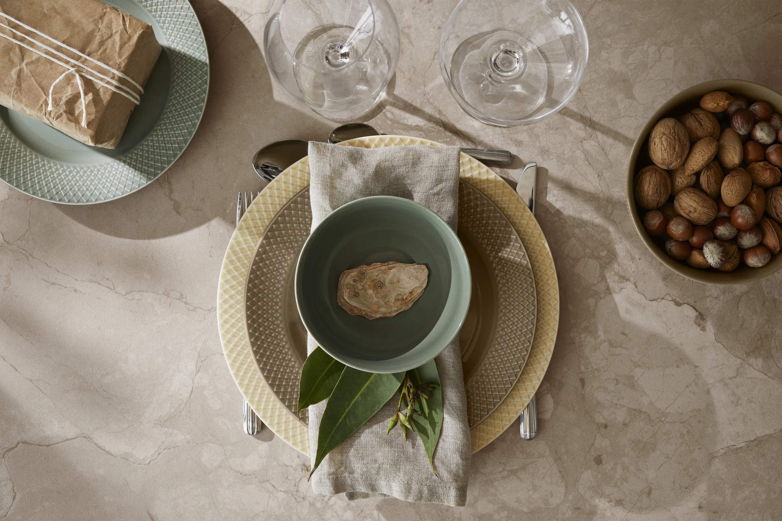 Lyngby Porcelæn Middagstallerkener Rhombe Earth Middagstallerken i Marble, 27 cm, 5