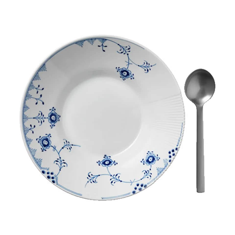 Royal Copenhagen Dybe tallerkener Blå Elements Dyb Tallerken i Koboltblå/hvid, 25 cm, 4