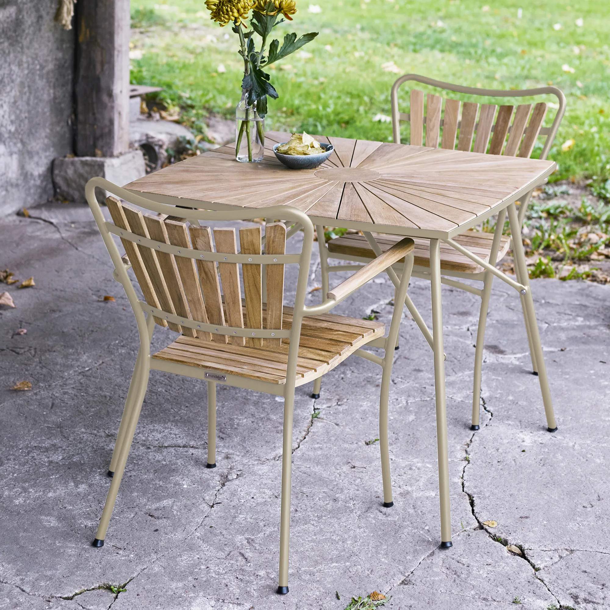 Mandalay Havemøbelsæt Marguerit Cafésæt - 3 dele i taupe, 2
