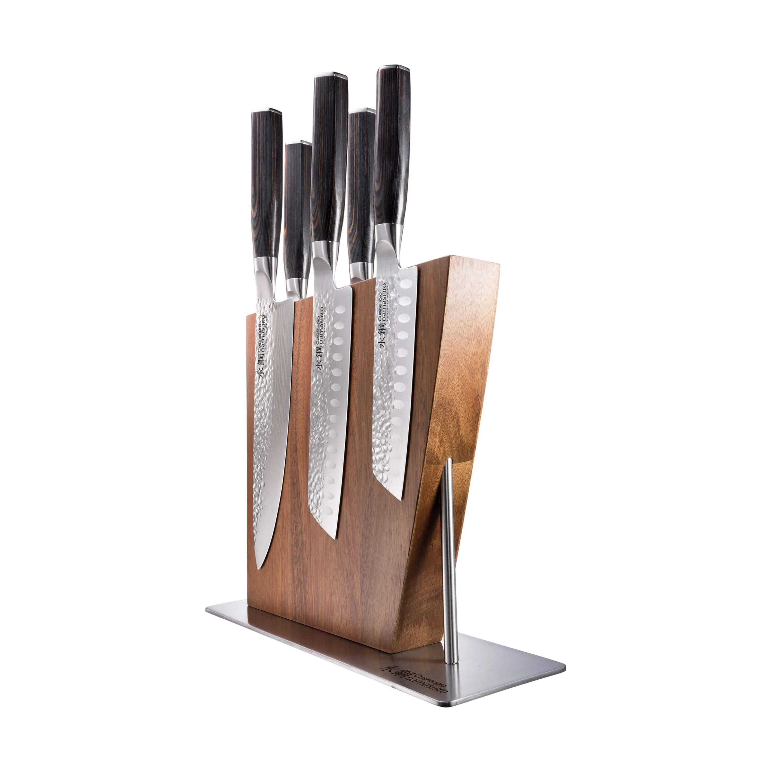 THE CUSTOM CHEF™ Knivblokke med knive Cuisine::pro® Damashiro® Emperor™ Nanashi Knicblok - 6 dele i Silver / Pakkawood, 1
