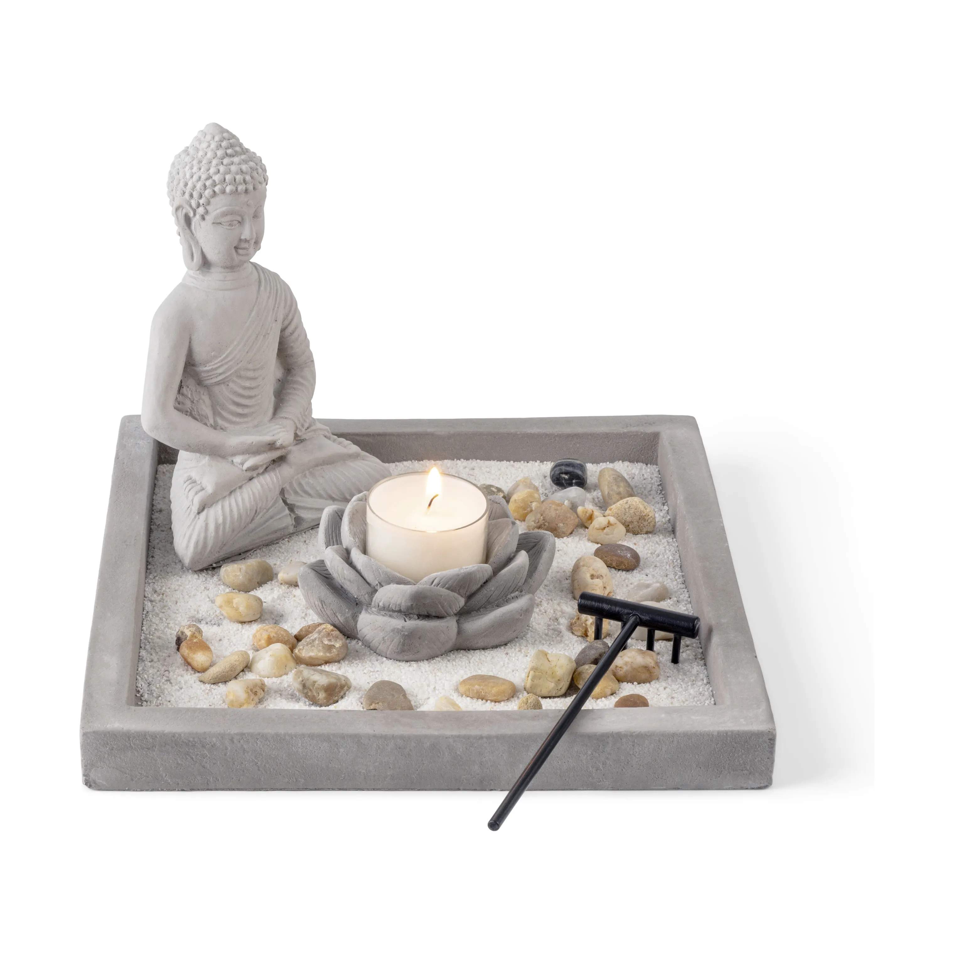 CASA Living Lysdekoration Bakke med Buddah dekoration i Natur/grå, 1