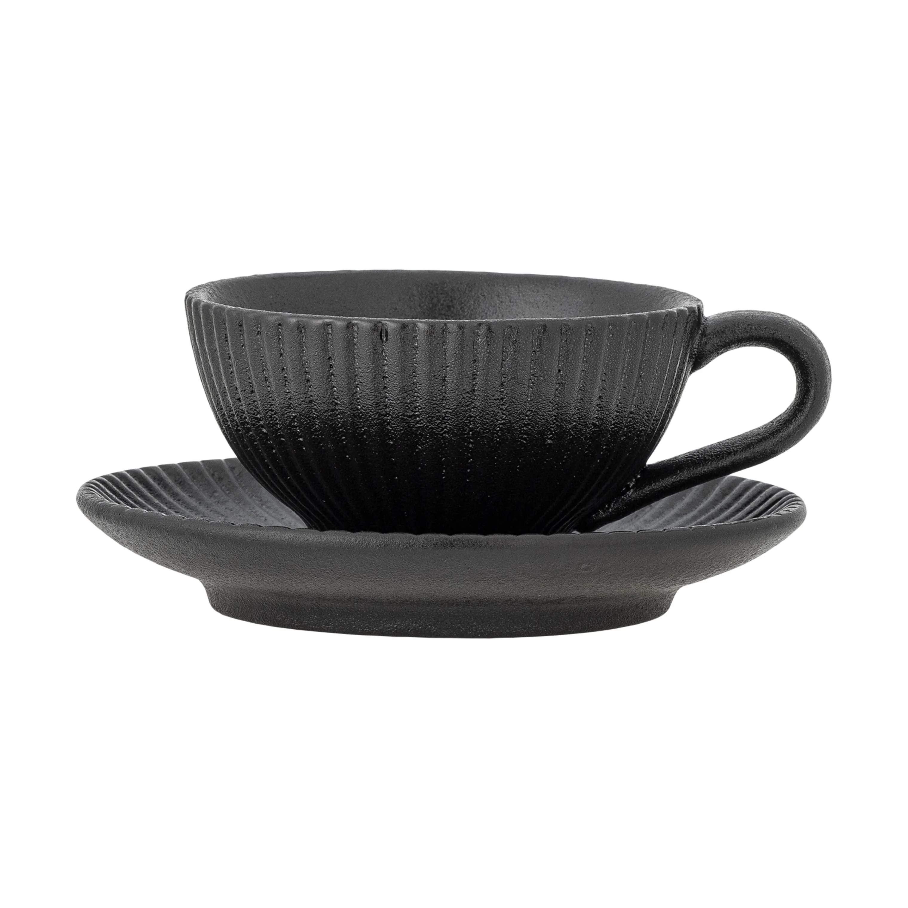 Bloomingville Krus og kopper med hank Neri Cappuccinokop m. underkop i Sort, 1