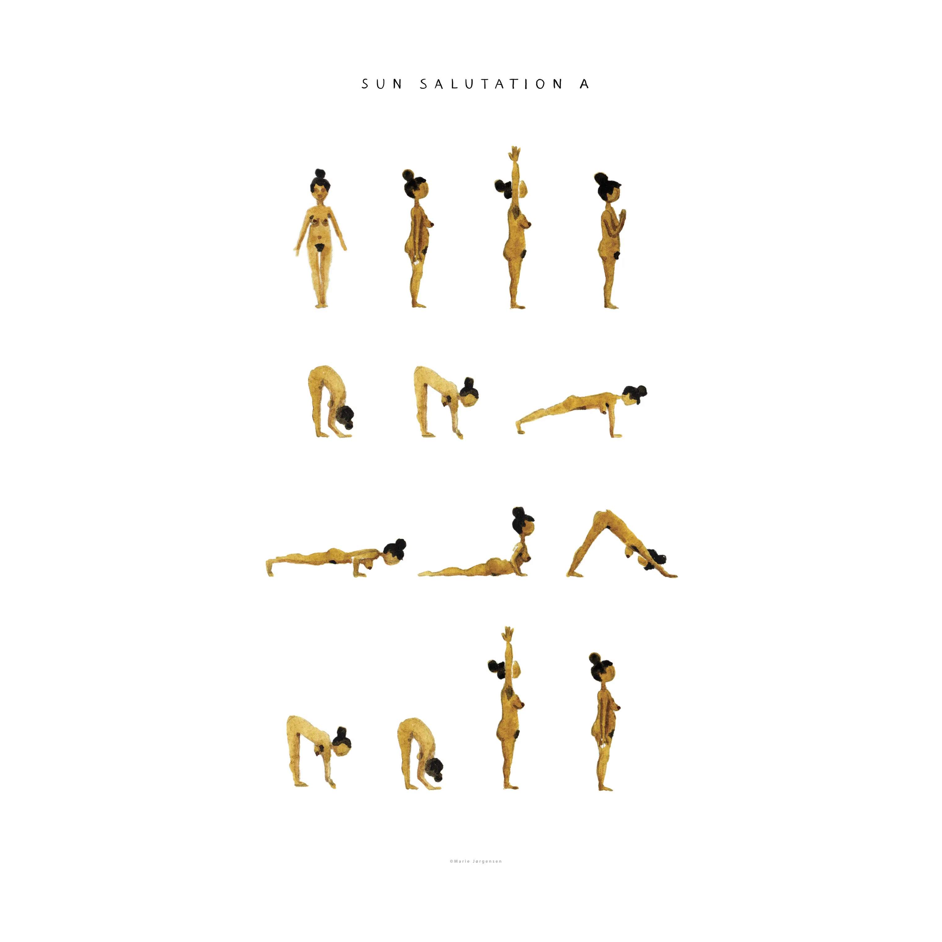 Yoga Prints plakater Plakat Sun Salutation A Woman