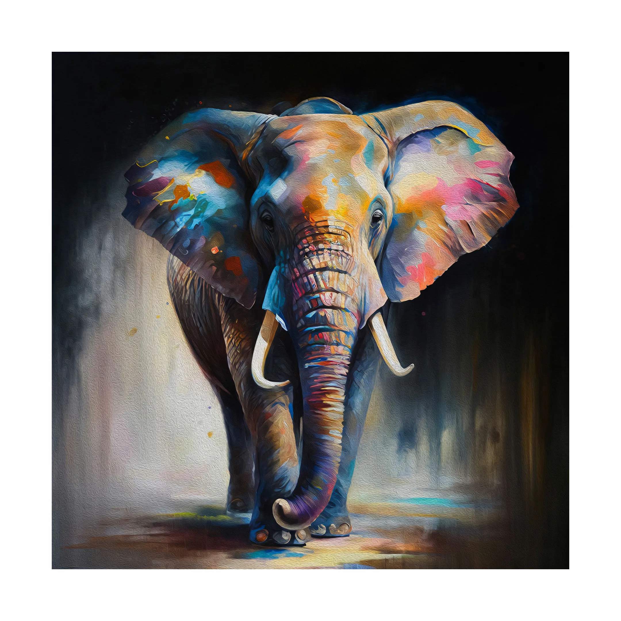 Lærredsprint - Colorful Elephant, colorful elephant, large
