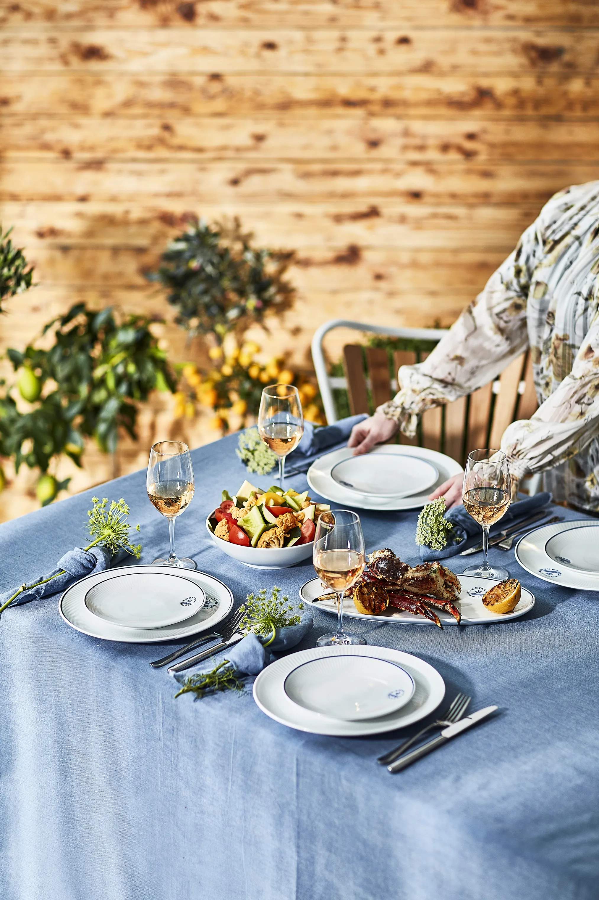 Royal Copenhagen Serveringsfade Blueline Fad i Hvid/blå, 37 cm, 6