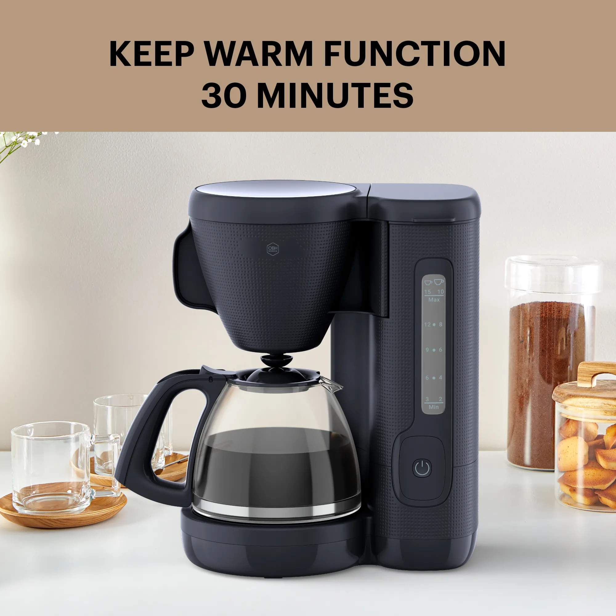 OBH Nordica Kaffemaskiner Morning Kaffemaskine i Sort, 7