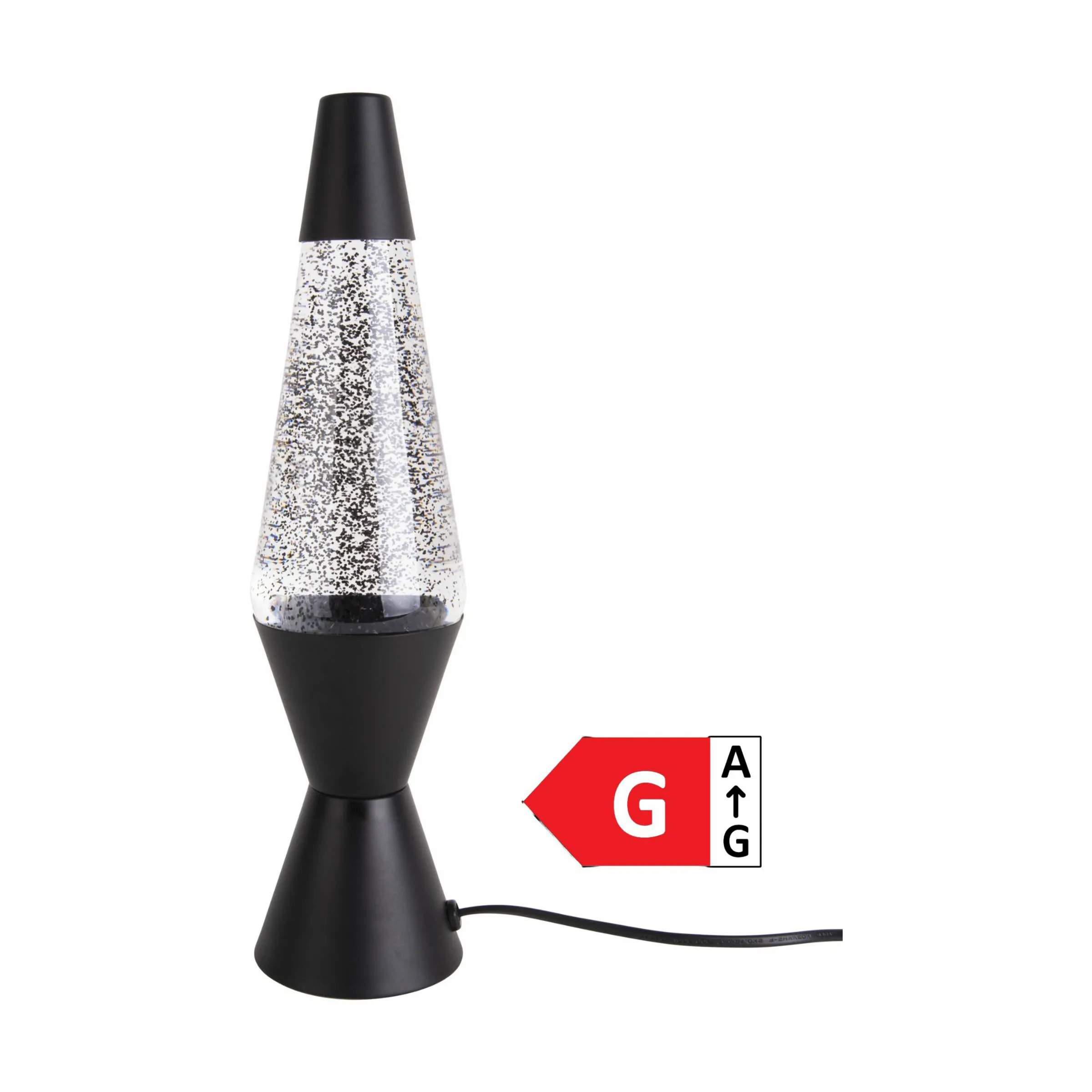 Glitter Bordlampe, sort/sort glimmer, large