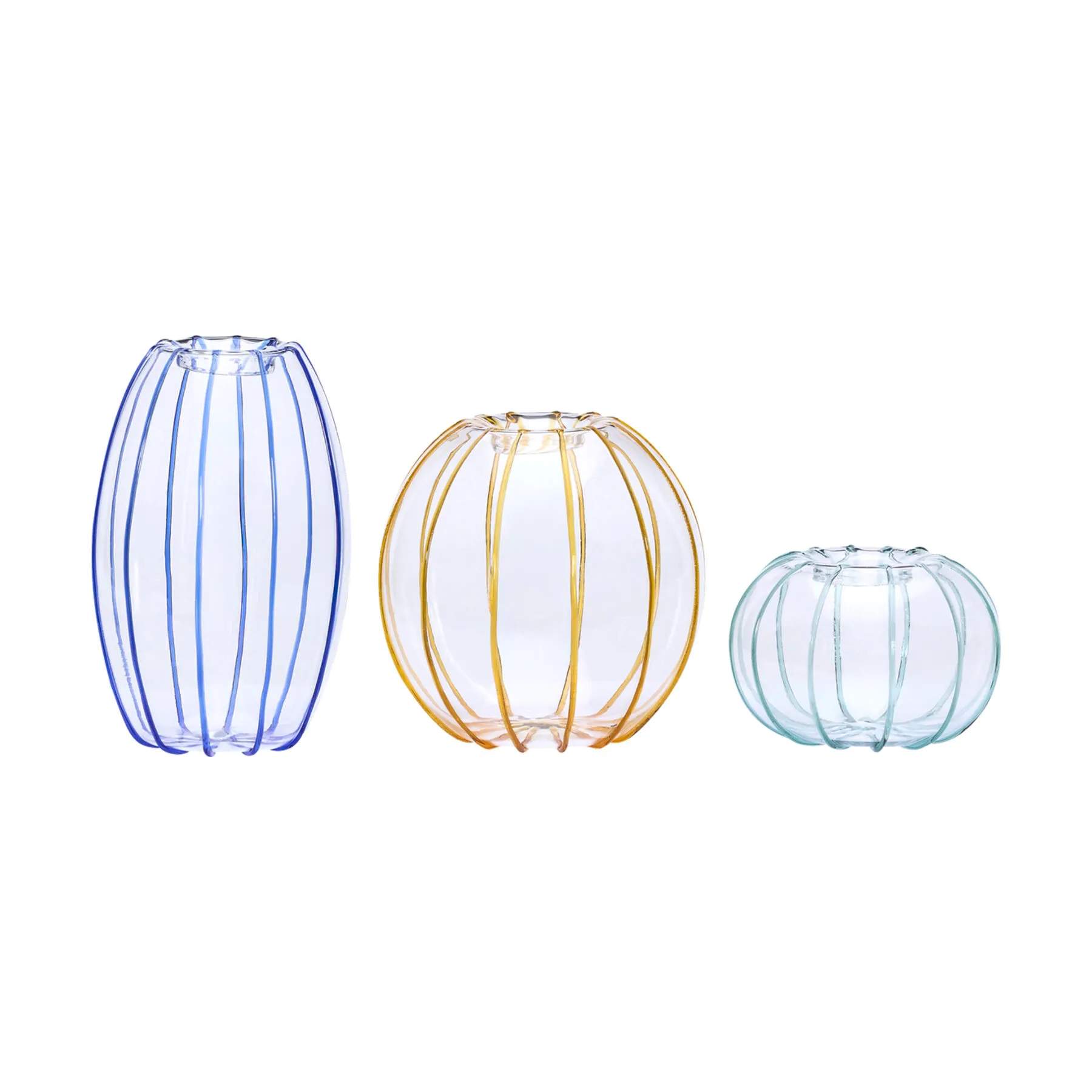 Hübsch Vaser Orbit Vase - 3 stk. i Klar/Blå/Ravfarve/Grøn, 1