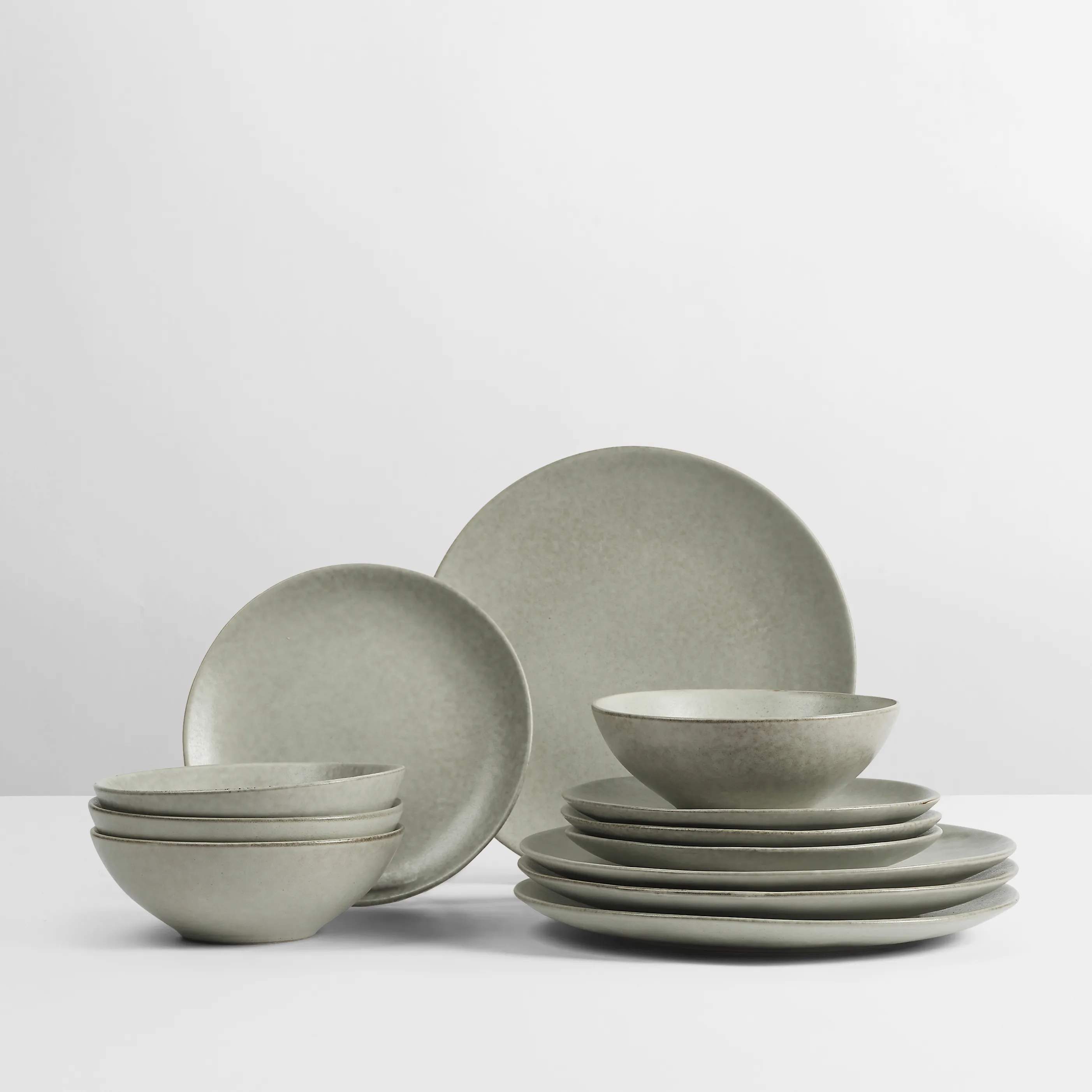 Broste Copenhagen Middagstallerkener Nordic Marsh Middagssæt - 12 dele i Light Dusty Green, 2
