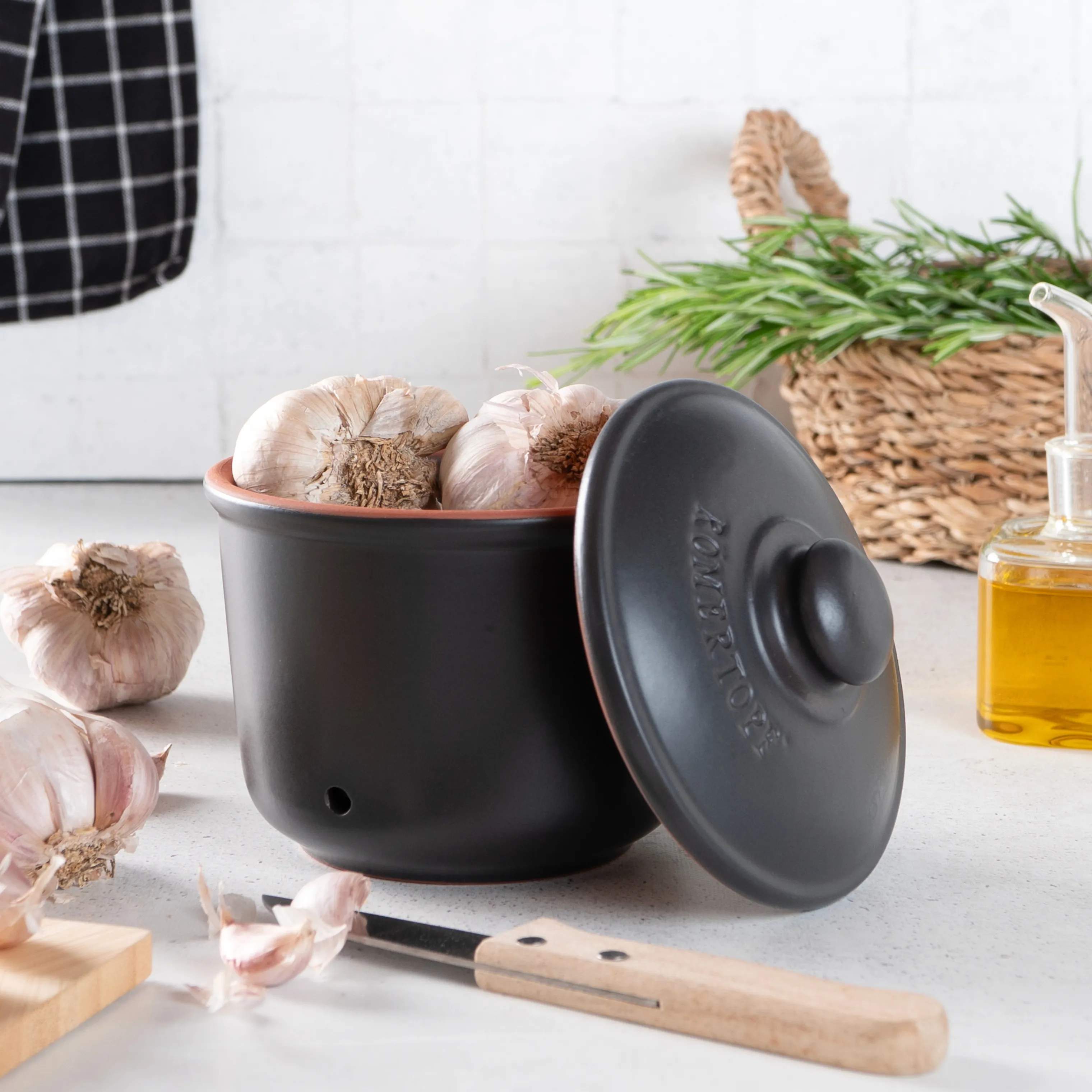 Römertopf Krukker med låg Opbevaringskrukke - Mini i Sort, 0.6 L, 2