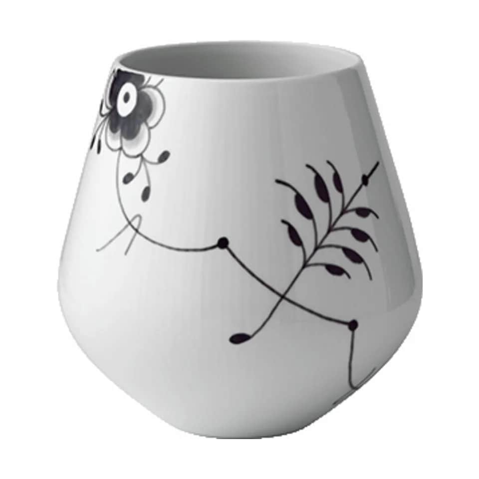 Royal Copenhagen Vaser Sort Mega Riflet Vase i Sort/hvid, 21 cm, 3