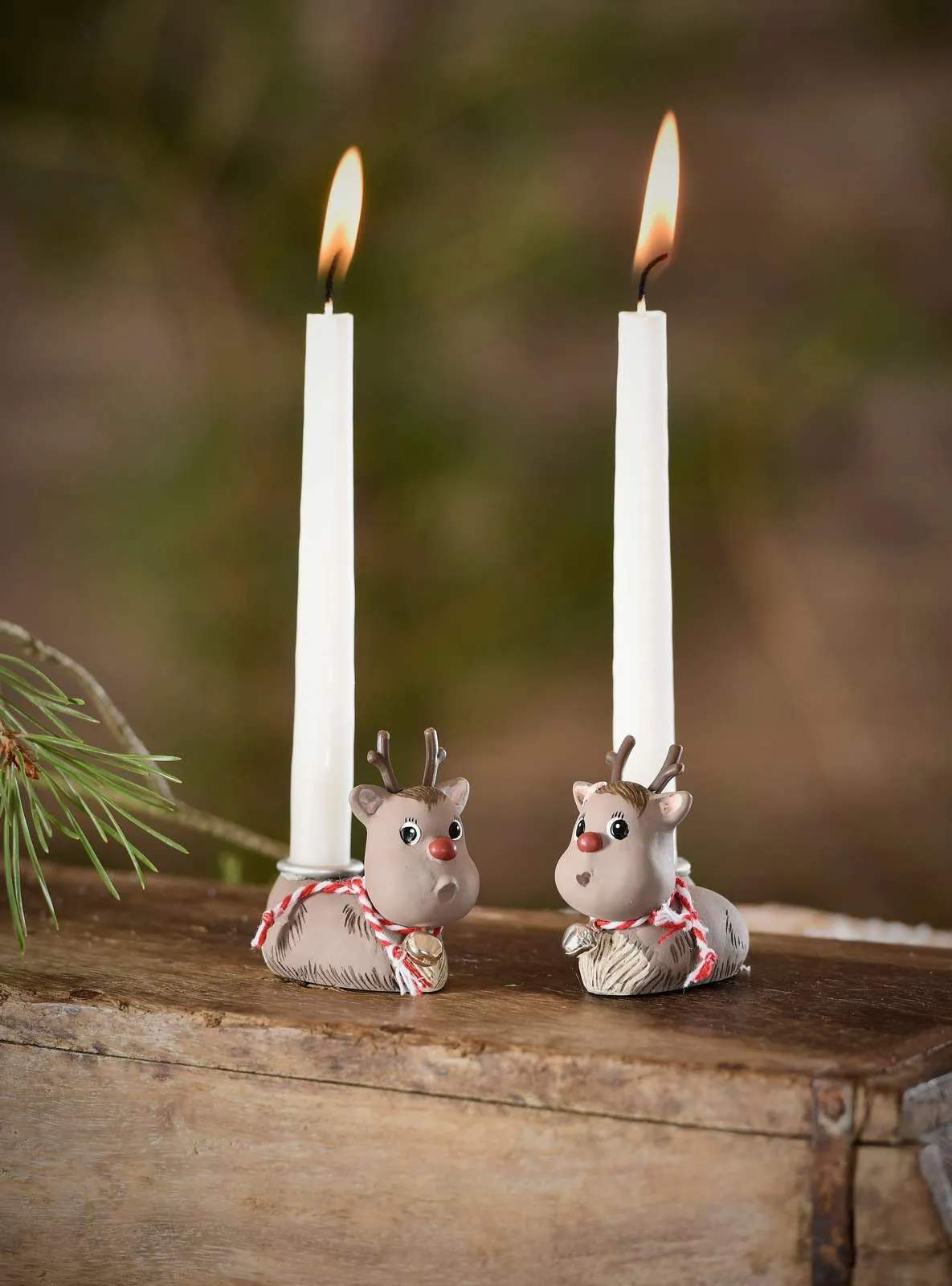Klarborg Jule- og adventsstager Lysestager - Rudolf & Smukke i Brun, 6 cm, 3