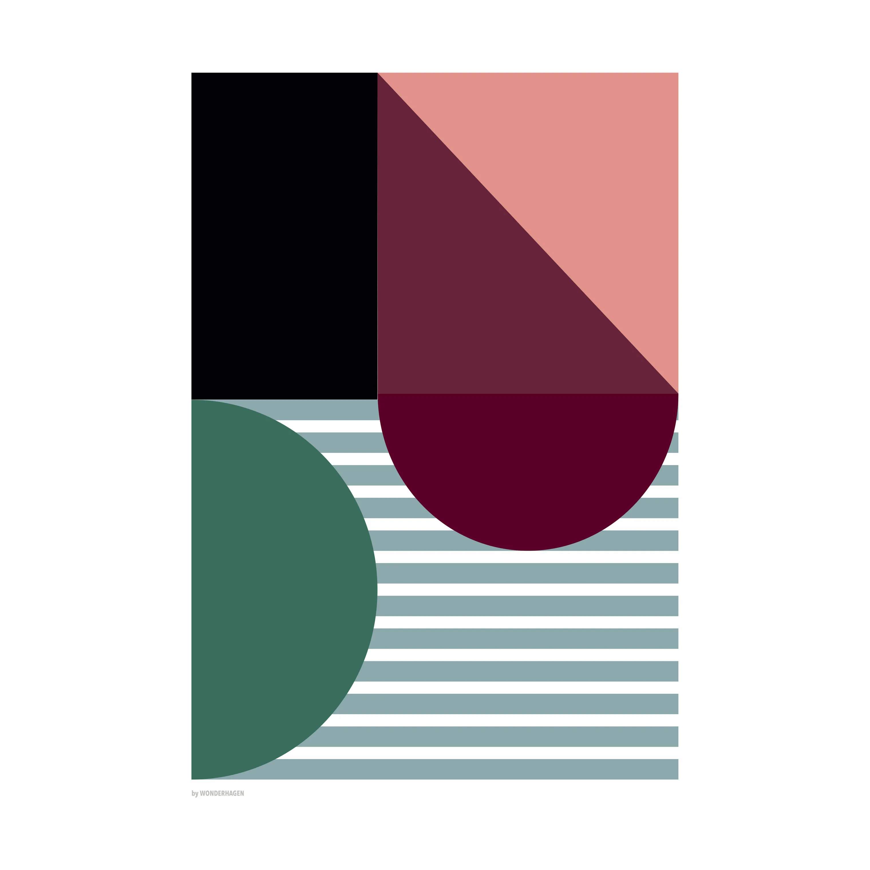 Poster&Frame Plakater Plakat Shapes 2 i Grøn/rød, B15 x L21 cm, 1