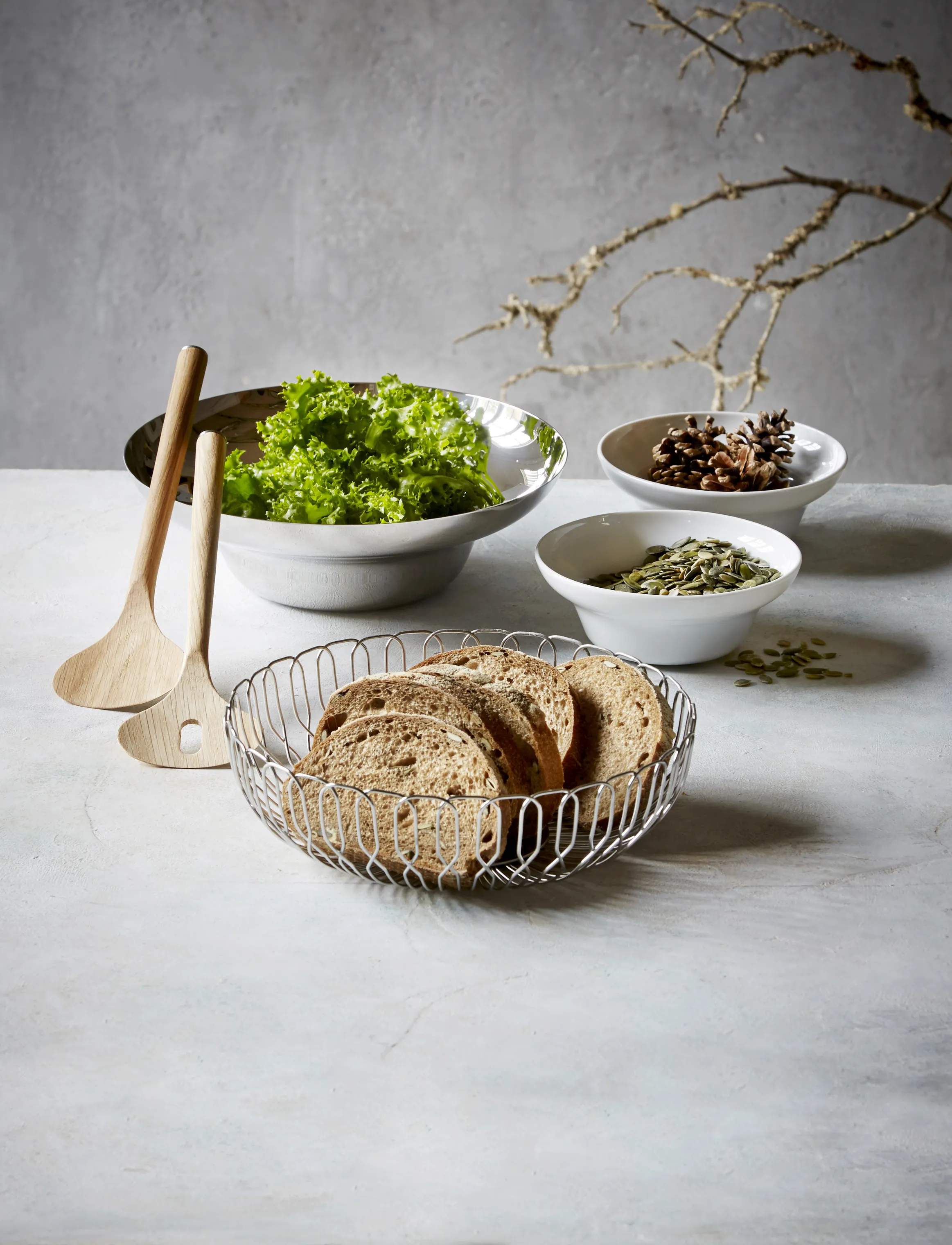 Georg Jensen Salatskåle Alfredo Salatskål i Sølvfarvet, 28 cm, 2