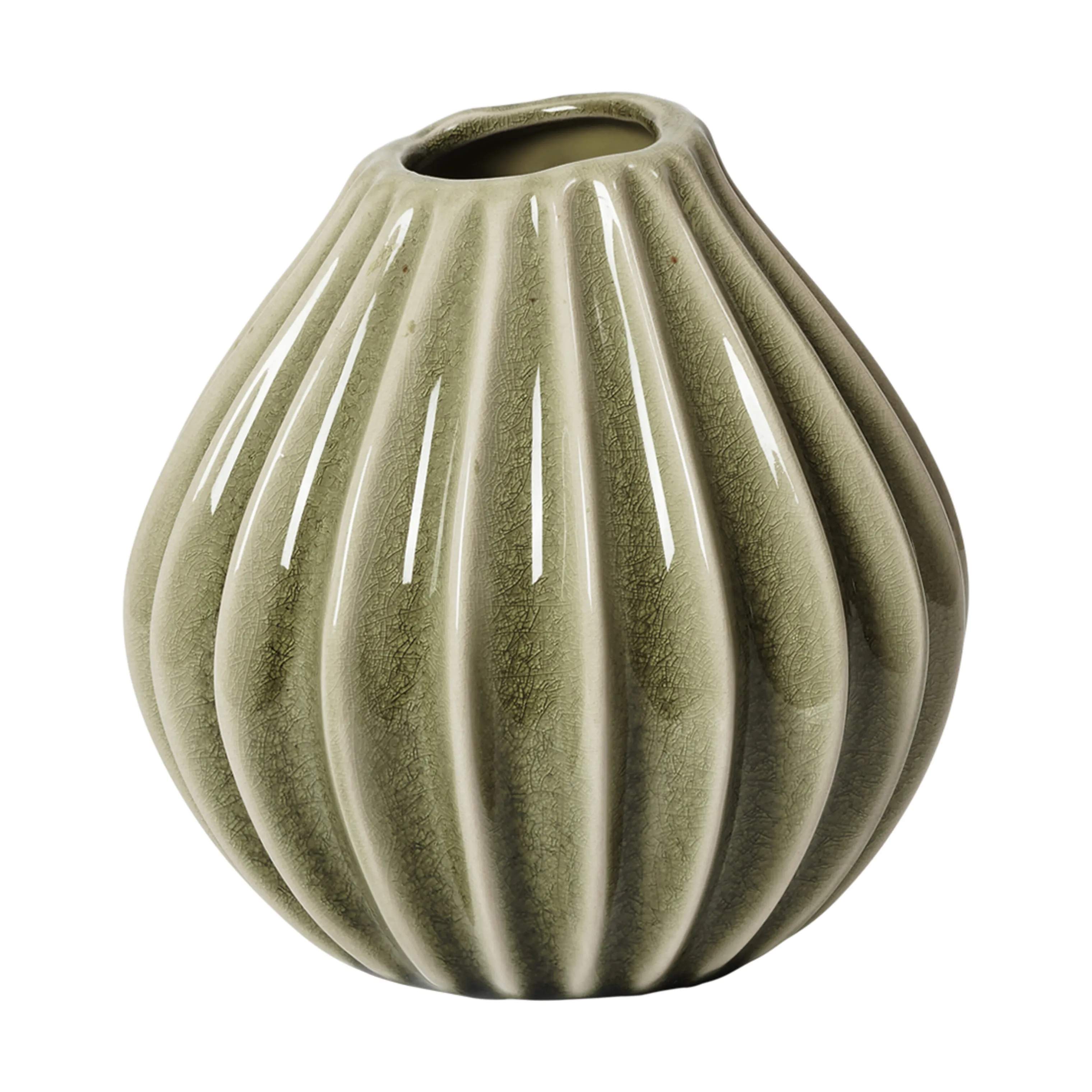 Broste Copenhagen Vaser Wide Vase i Grøn, H15 x Ø15 cm, 1