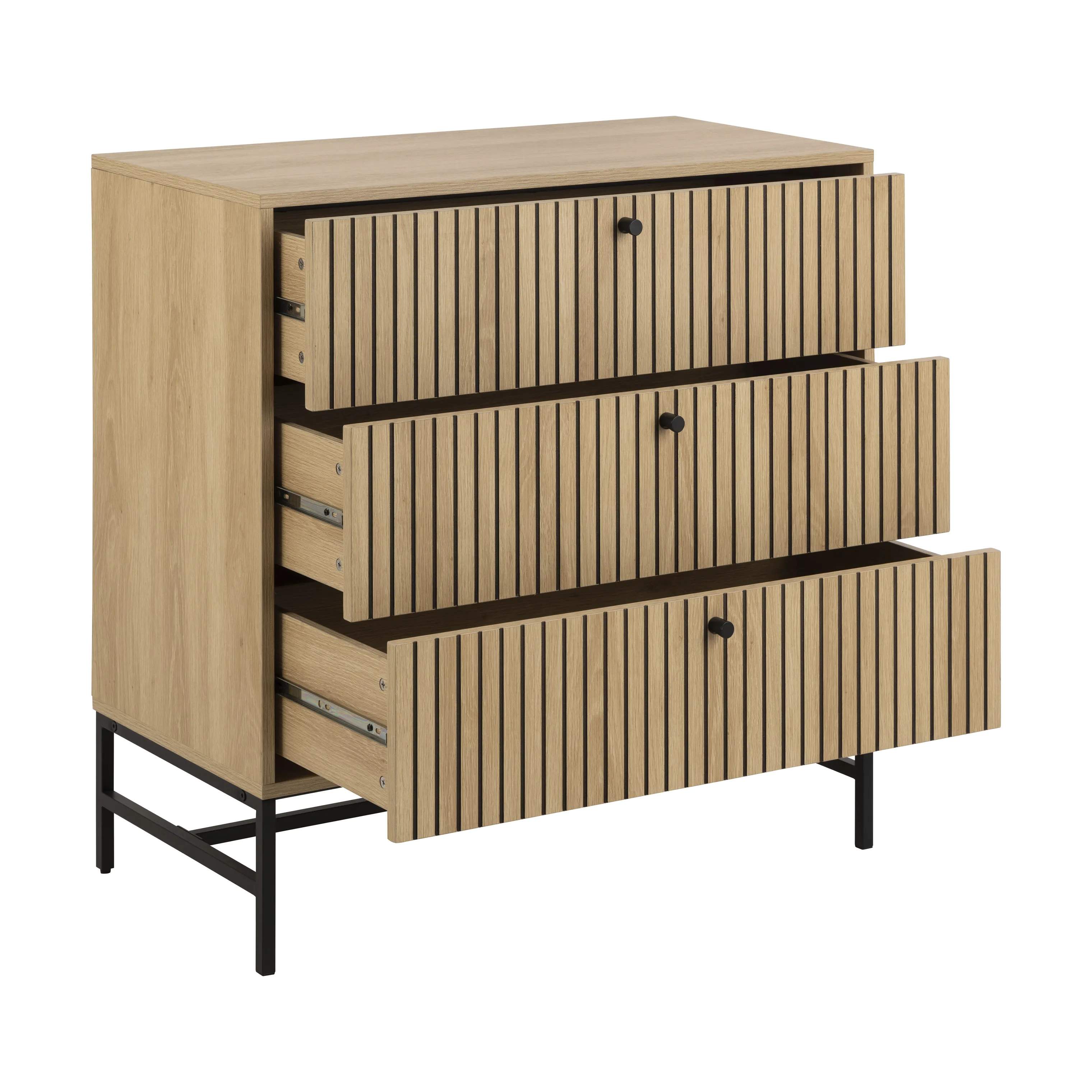 CASA Living Kommoder Albany Kommode i Natur, H80,4 x B80,6 x L40 cm, 5
