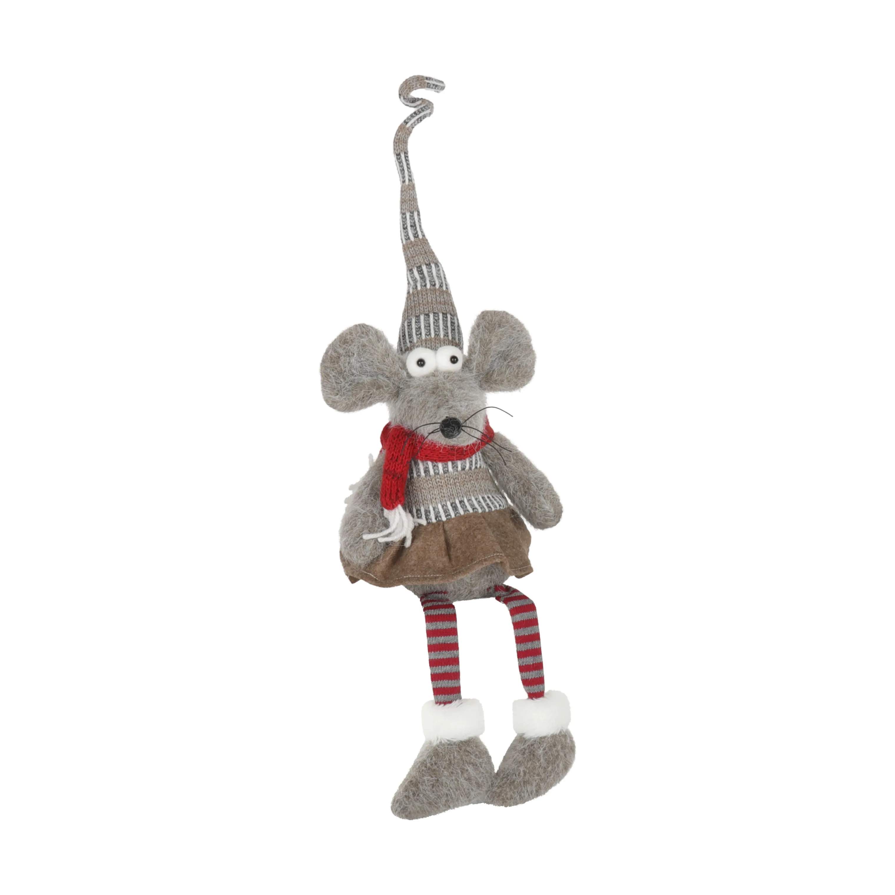 Julemus, grå/lysegrå/beige/rød, large