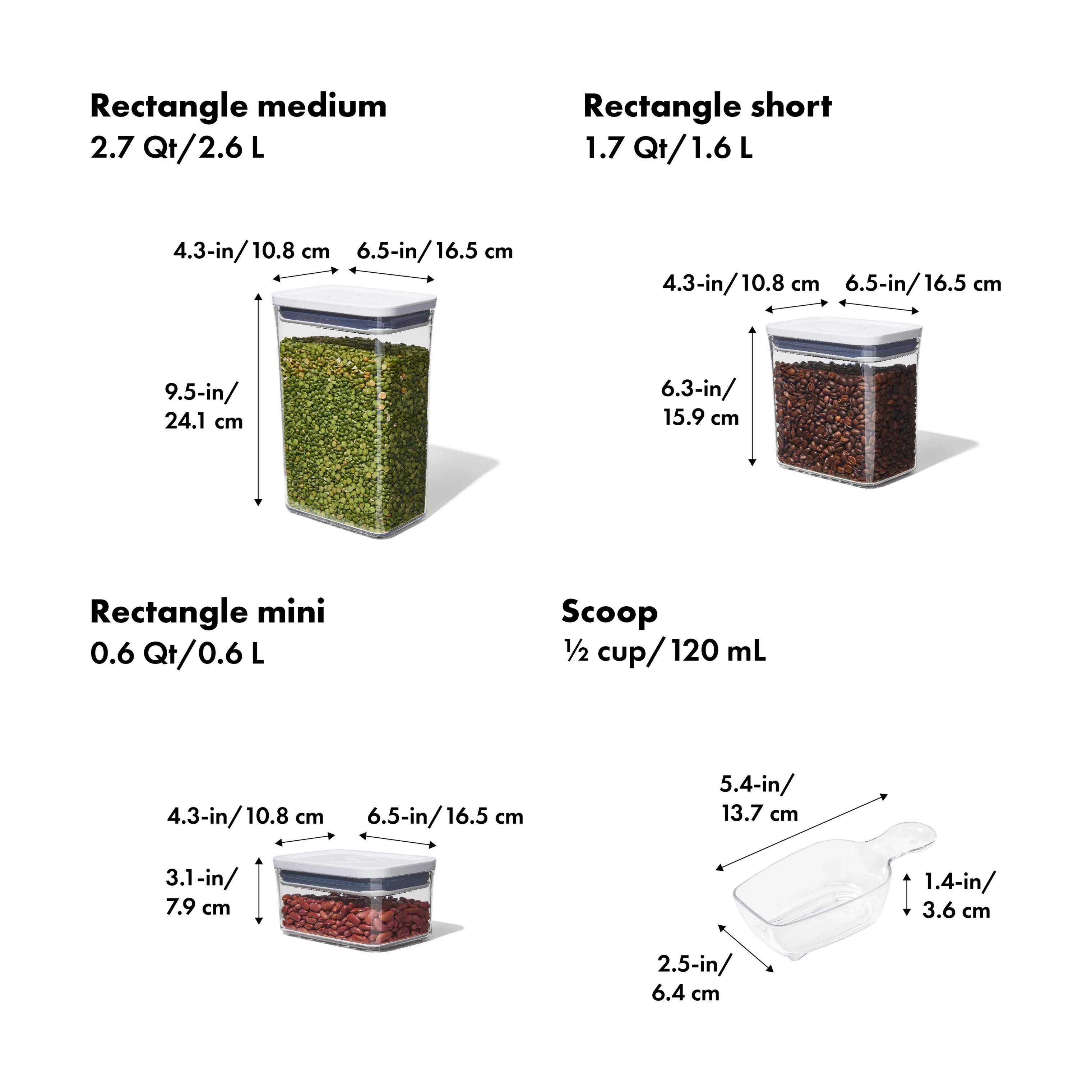 OXO Opbevaringsbokse POP Opbevaringssæt - 3 stk. i Transparent / hvid, 4