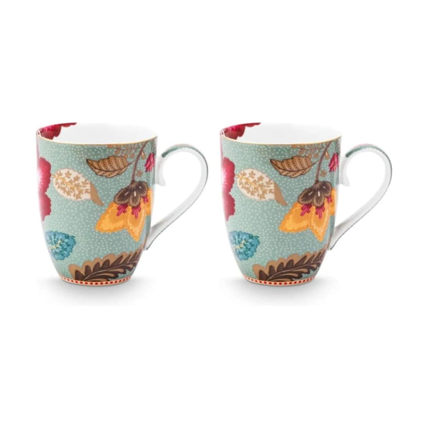 PIP Studio Krus og kopper med hank Blooming Tales Krus - 2 stk. i Blue, 365 ml, 1