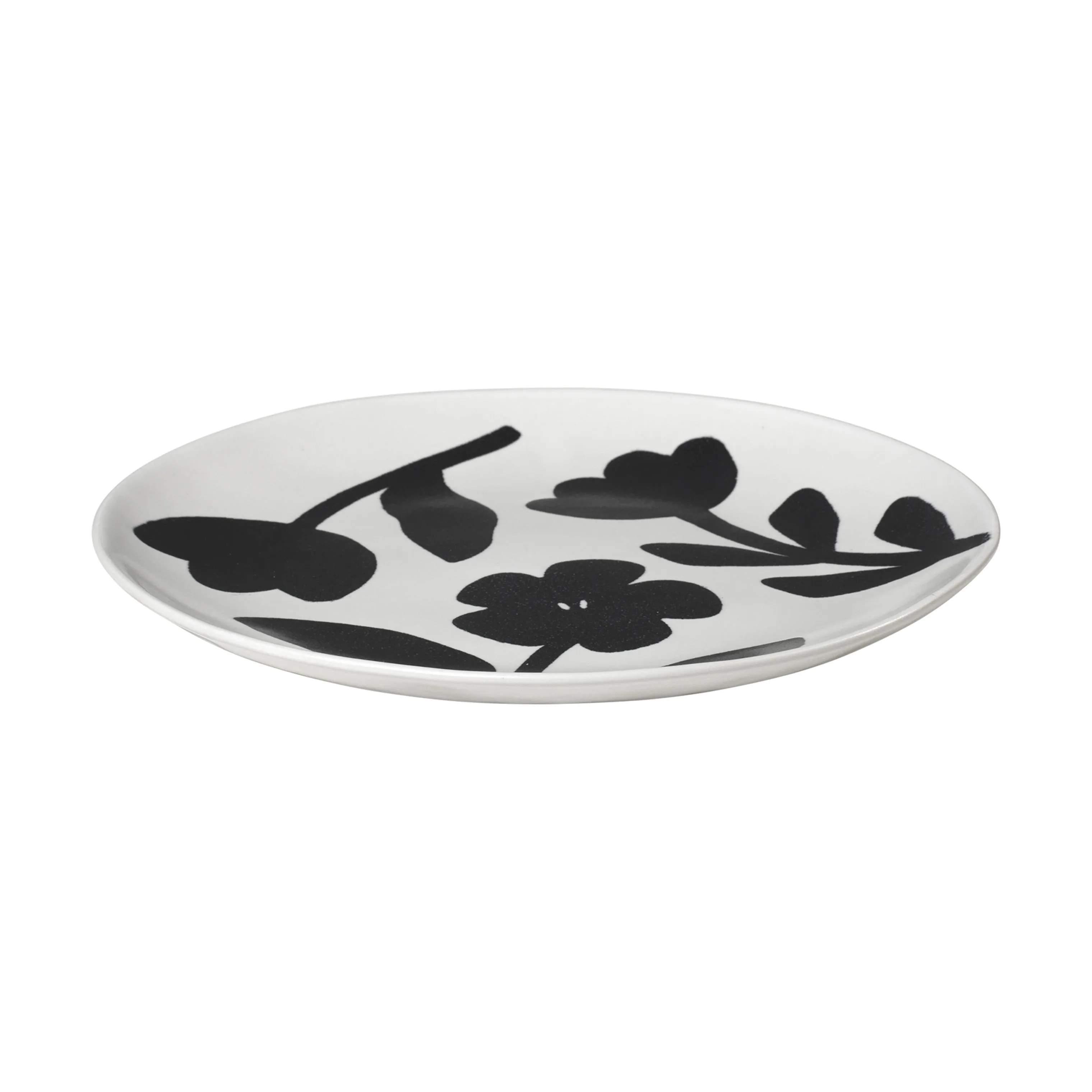 Broste Copenhagen Tallerkener Flora Tallerken i Black/Off White 3, 3