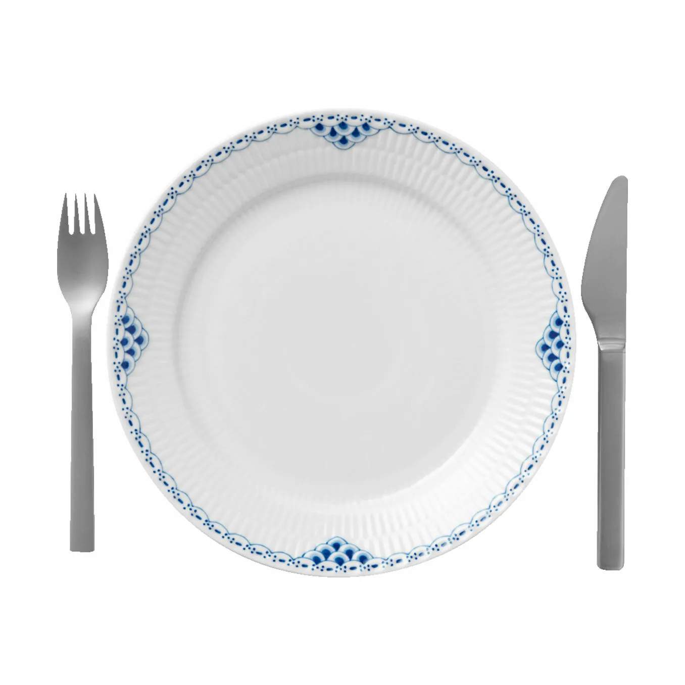 Royal Copenhagen Middagstallerkener Prinsesse Middagstallerken i Koboltblå/hvid, 25 cm, 3