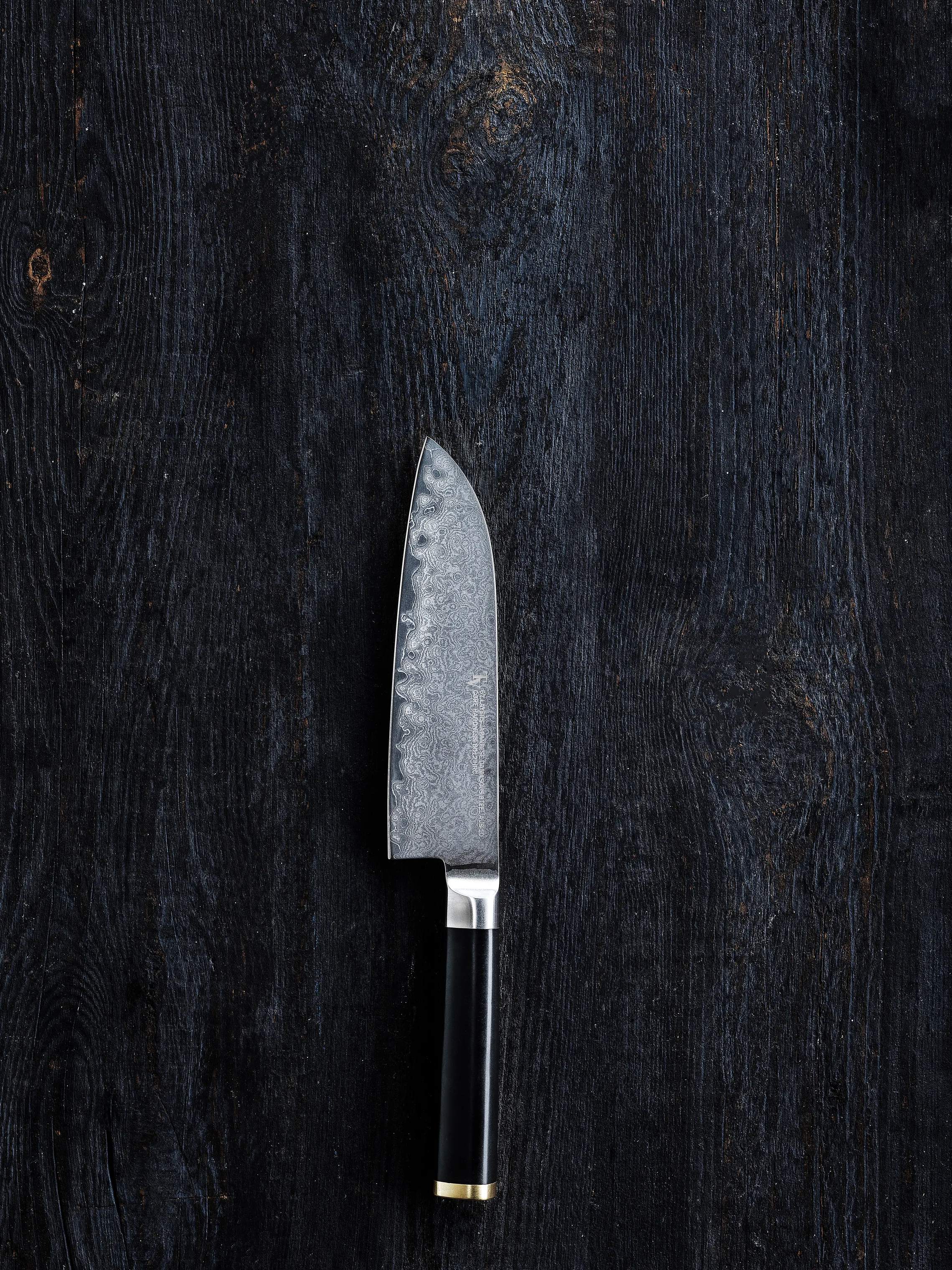 Timm Vladimir Kitchen Santokuknive Damaskus Santokukniv i sort/messing, 2