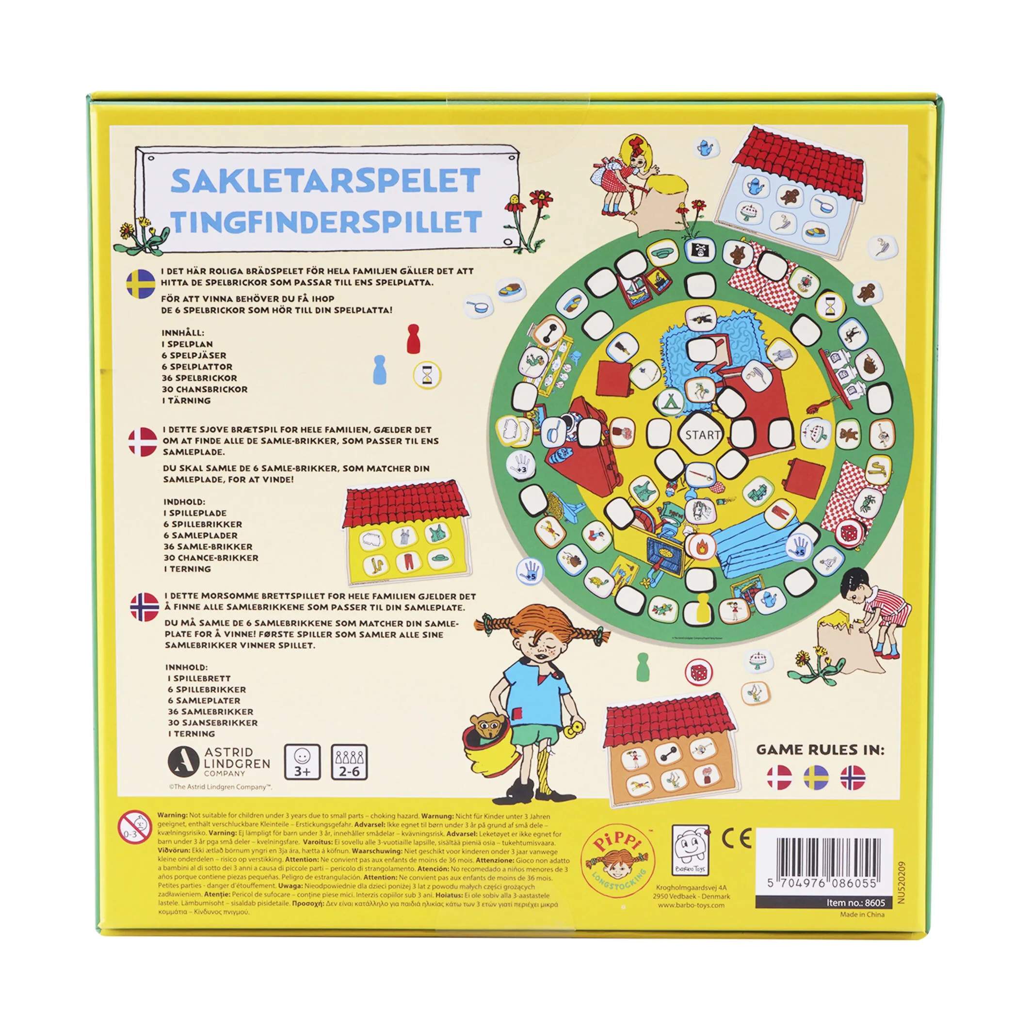 Barbo Toys Spil Pippi Langstrømpe Pippi Langstrømpe Brætspil - Tingfinder i Multifarvet, 6